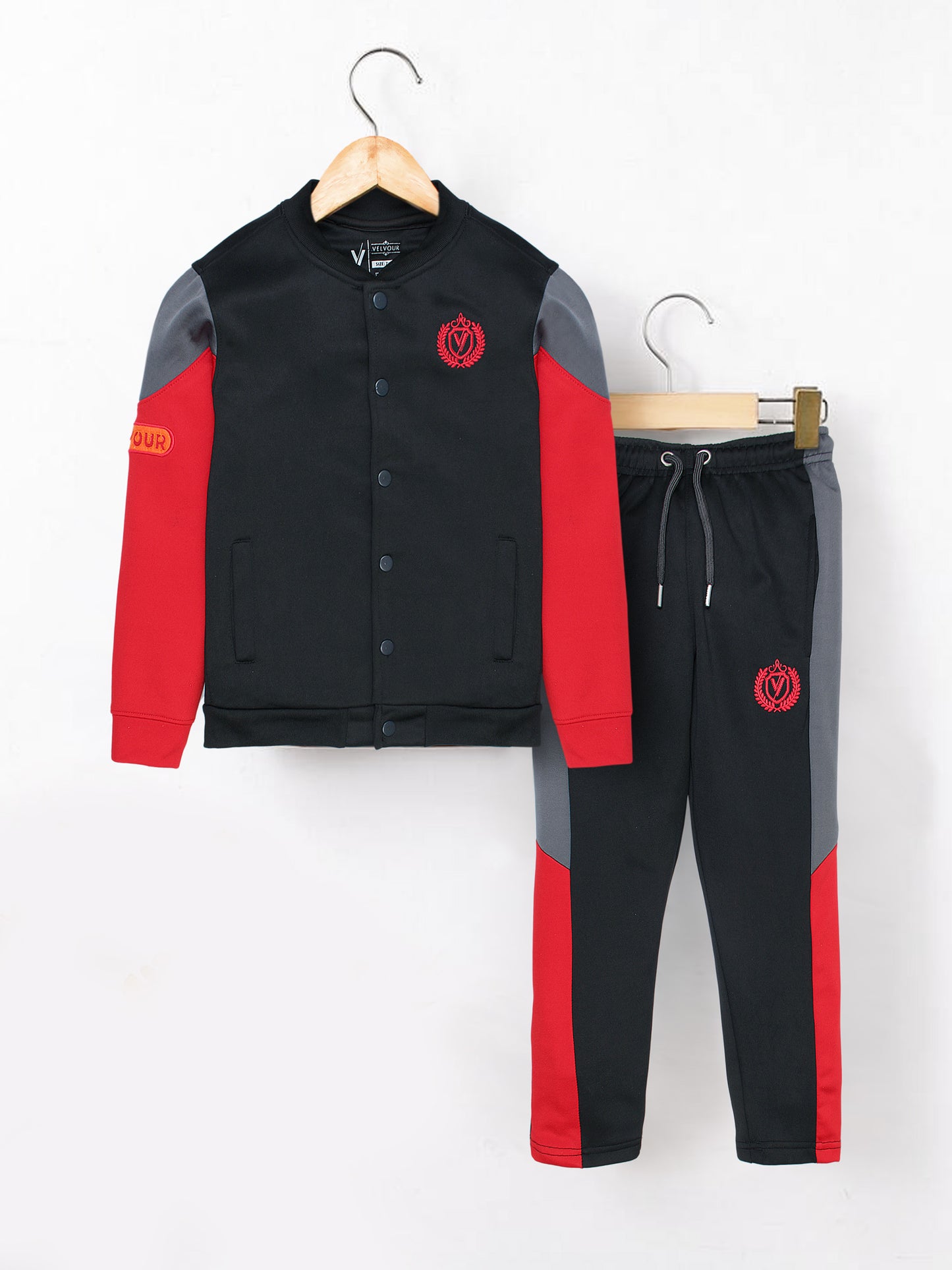 Mock Neck Tracksuit For Boys & Girls, Fleece #VWT24-A