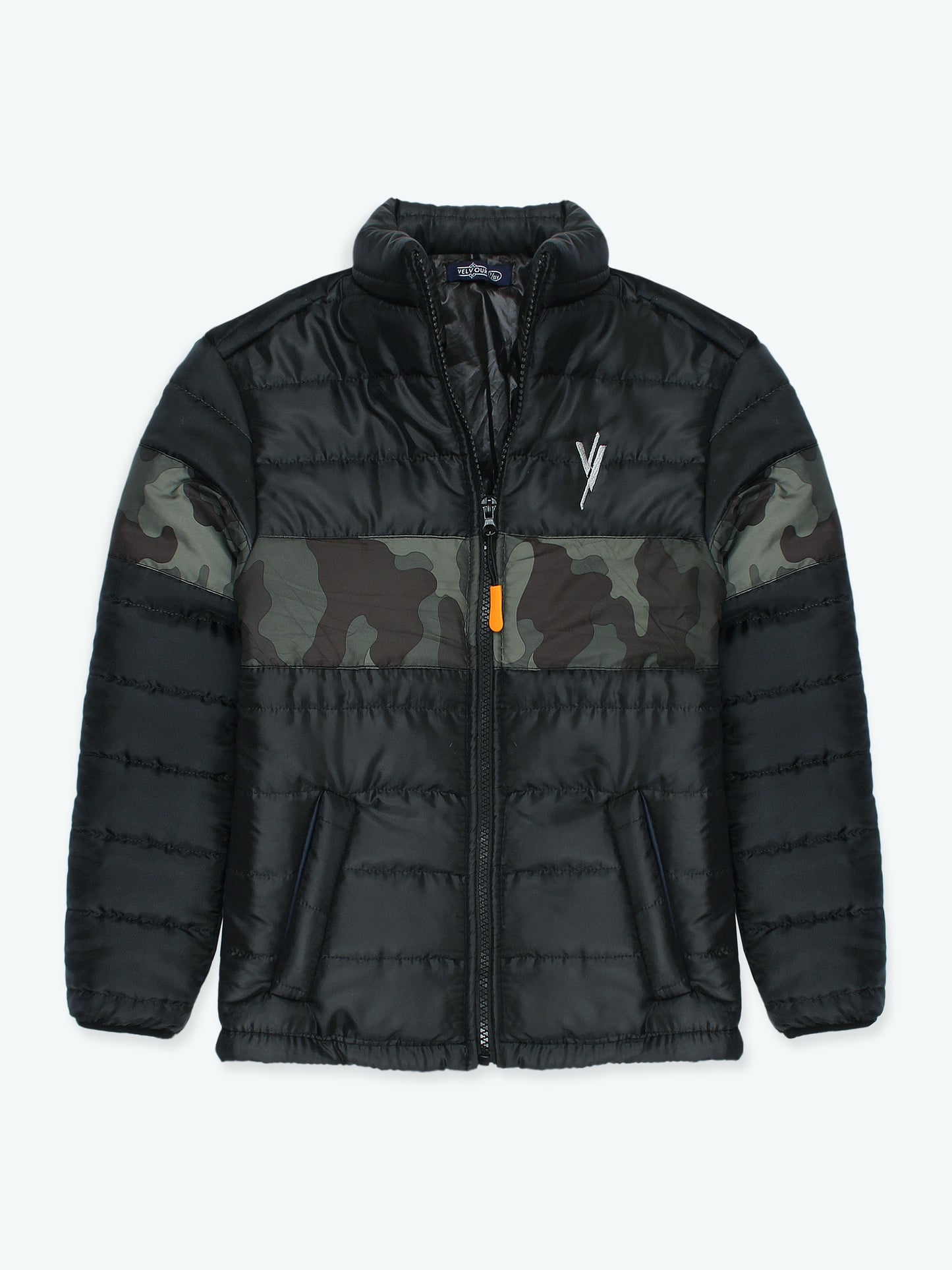 Full Sleeves Puffer Jacket Boys & Girls VJ03 Olive Panel