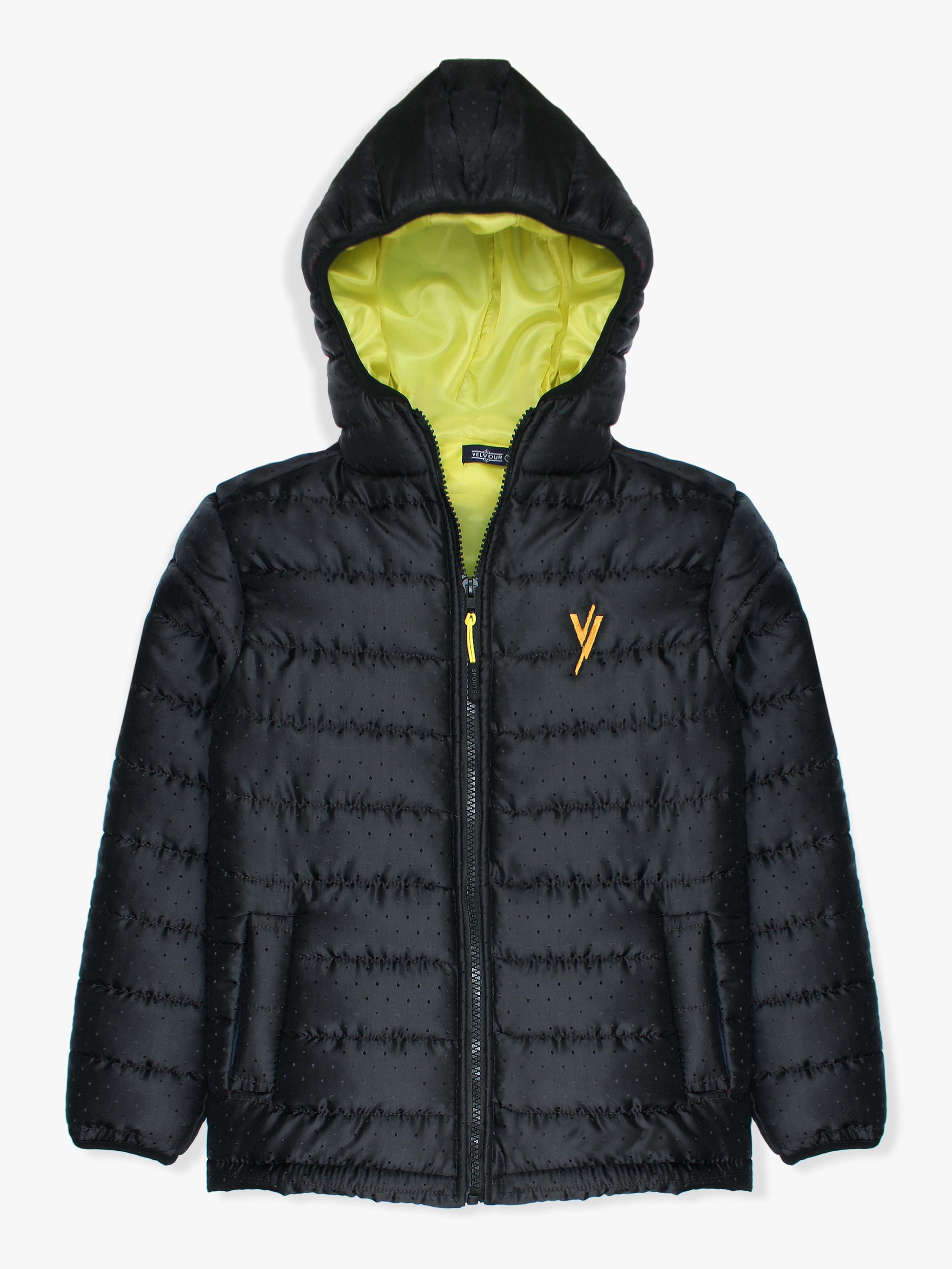 Full Sleeves Hooded Puffer Jacket Boys & Girls Black VJ20-A