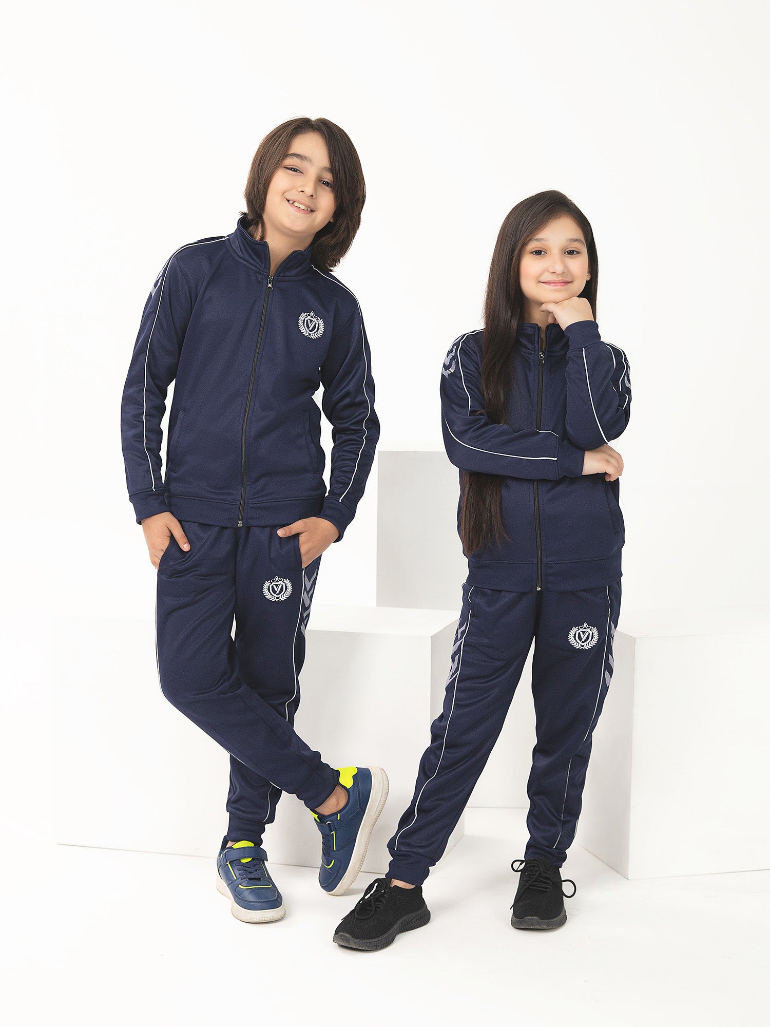 Mock Neck Tracksuit For Boys & Girls, Poly Athletic Fleece #VWT012-A