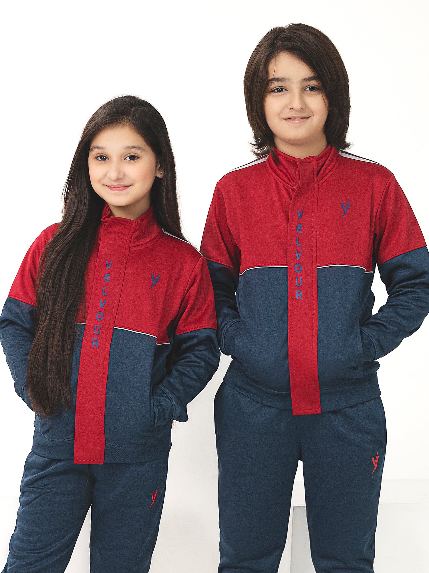 Mock Neck Tracksuit For Boys & Girls, Poly Athletic Fleece #VWT02-A