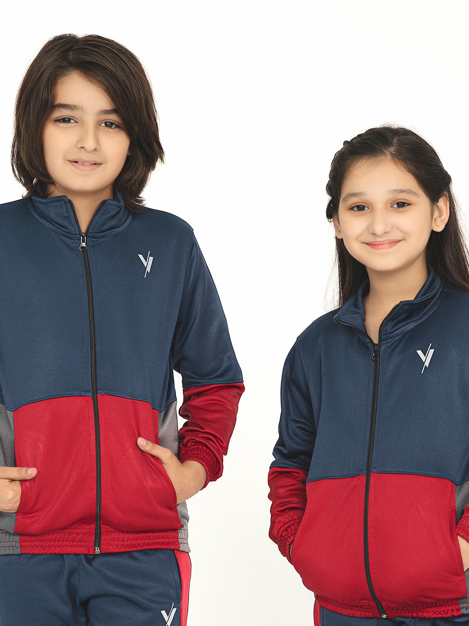 Mock Neck Tracksuit For Boys & Girls, Poly Athletic Fleece #VWT010-C