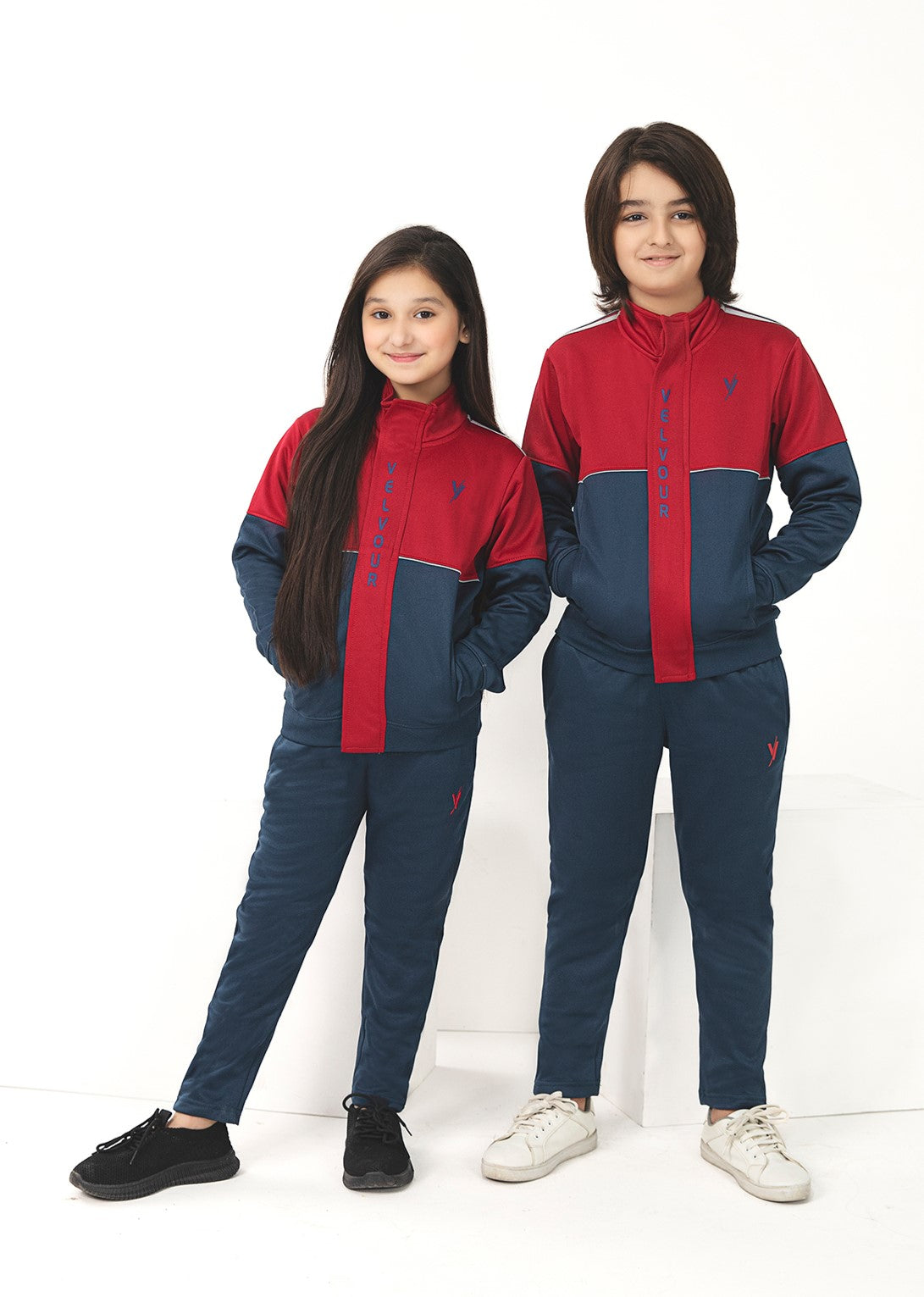 Mock Neck Tracksuit For Boys & Girls, Poly Athletic Fleece #VWT02-A