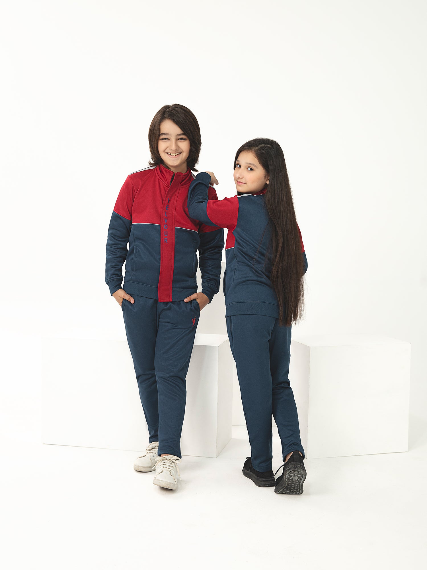 Mock Neck Tracksuit For Boys & Girls, Poly Athletic Fleece #VWT02-A