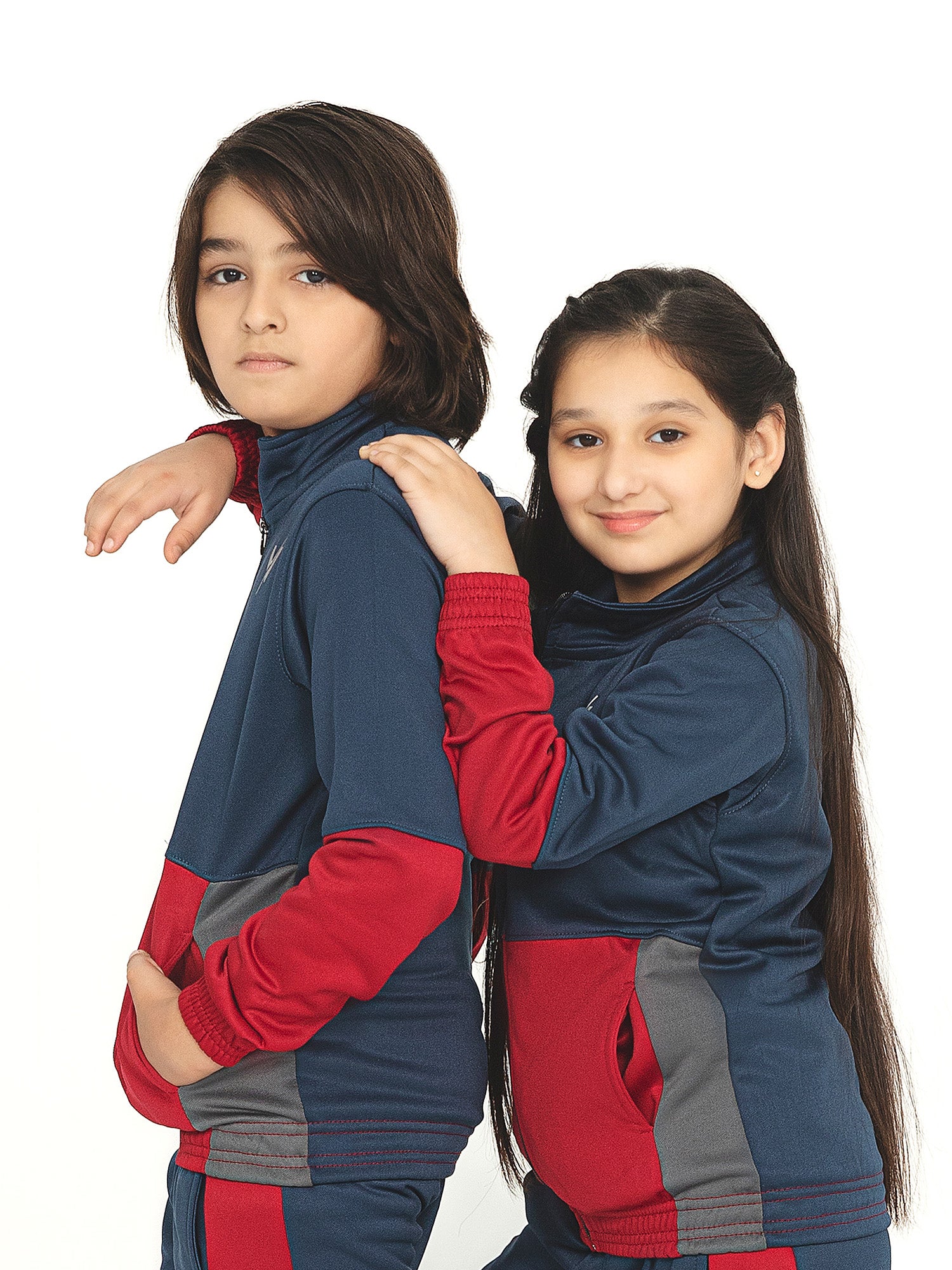 Mock Neck Tracksuit For Boys & Girls, Poly Athletic Fleece #VWT010-C