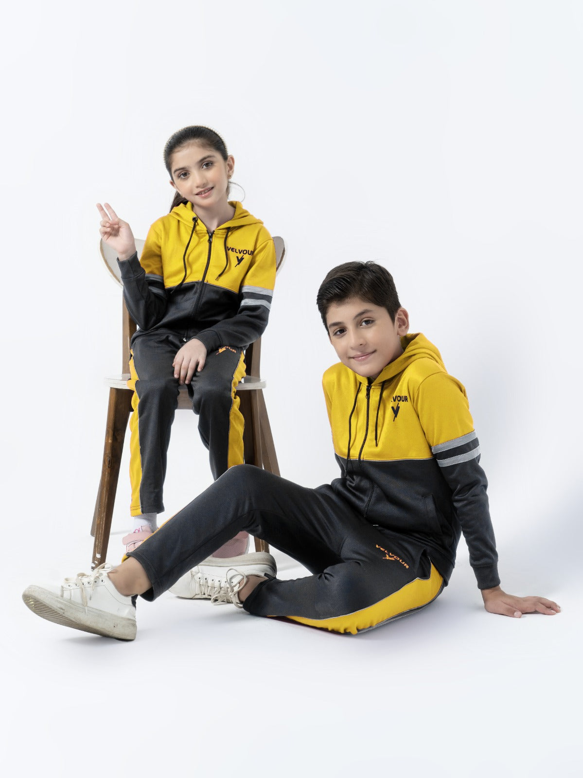 Hooded Tracksuit For Boys & Girls, Poly Athletic Fleece #VWT08-B