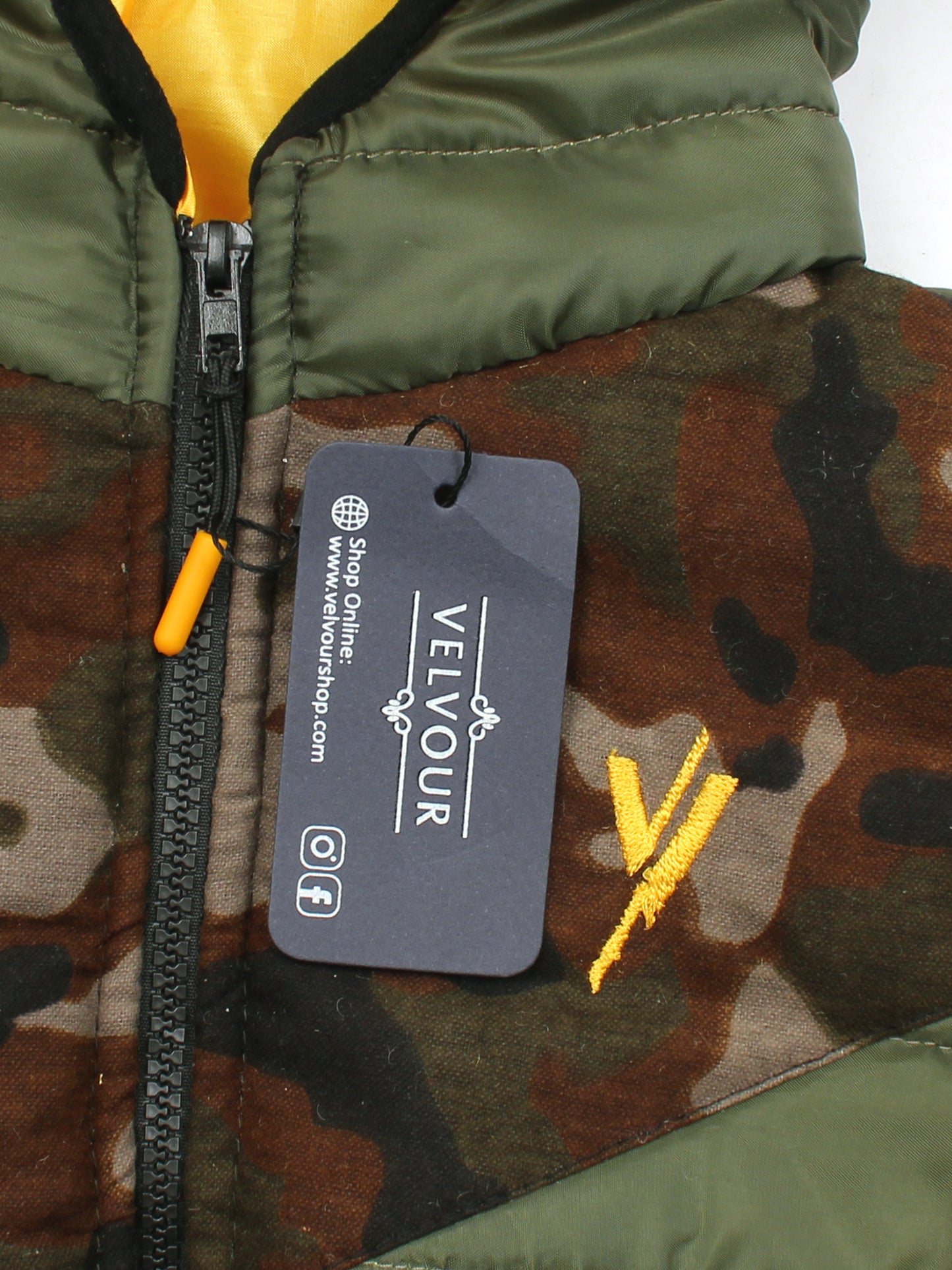 Full Sleeves Hooded Puffer Jacket Boys & Girls Camo & Olive Green VJ18