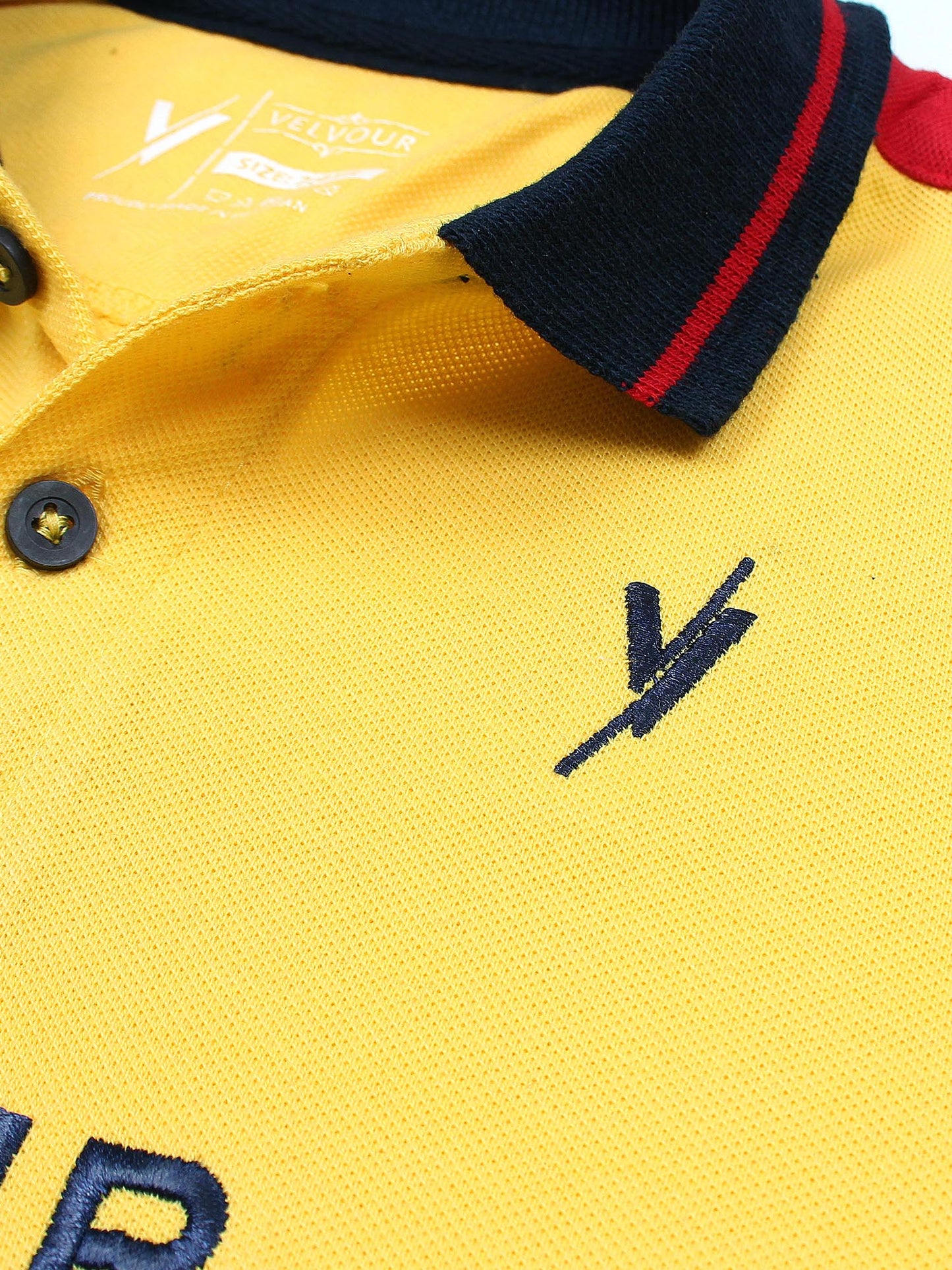 Tipping Collar Boys Polo Shirt Velvour Embroidered Yellow And Navy