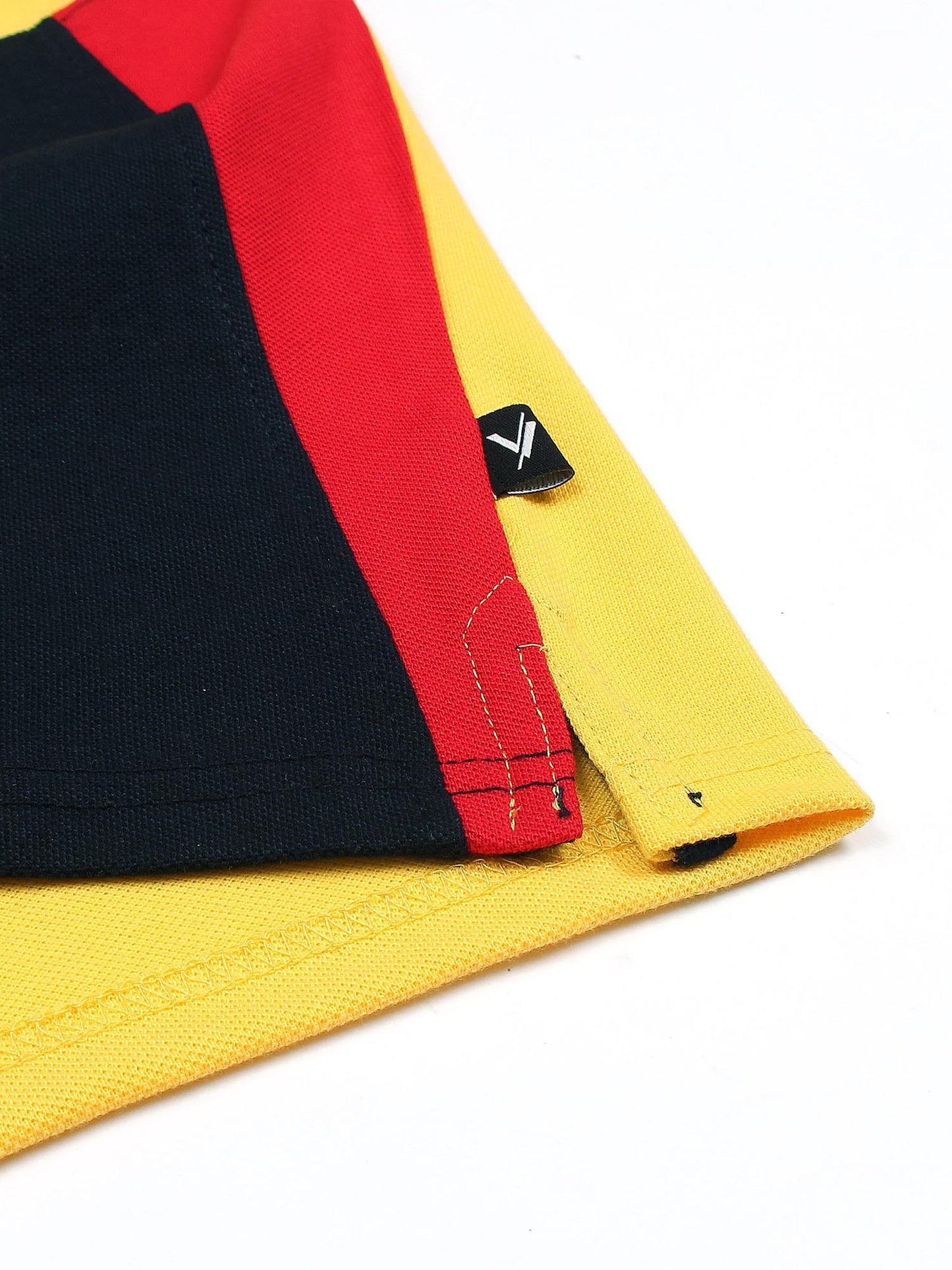 Tipping Collar Boys Polo Shirt Velvour Embroidered Yellow And Navy