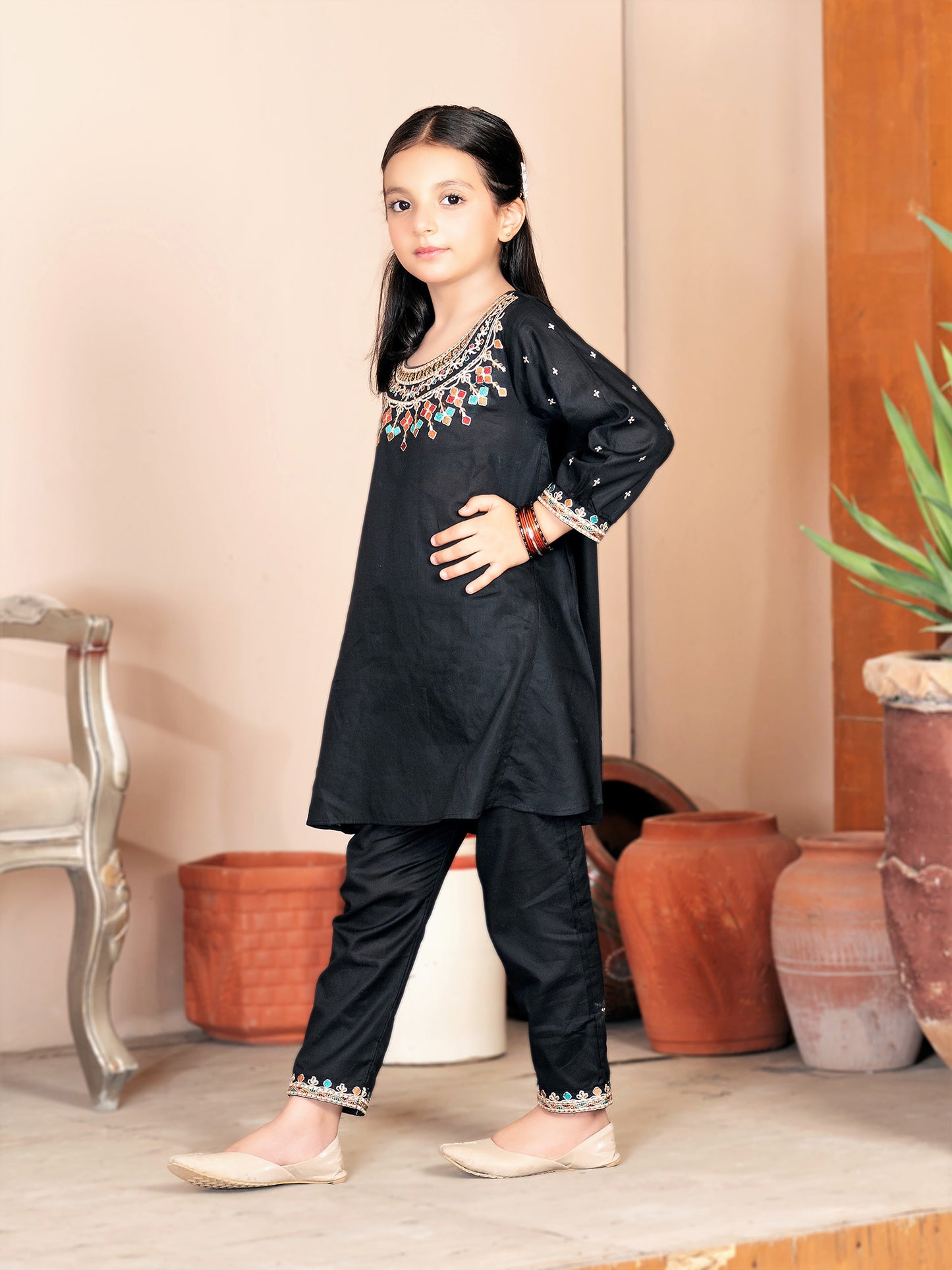 Girls 2Pcs Suit (Summer) VG63-B Black