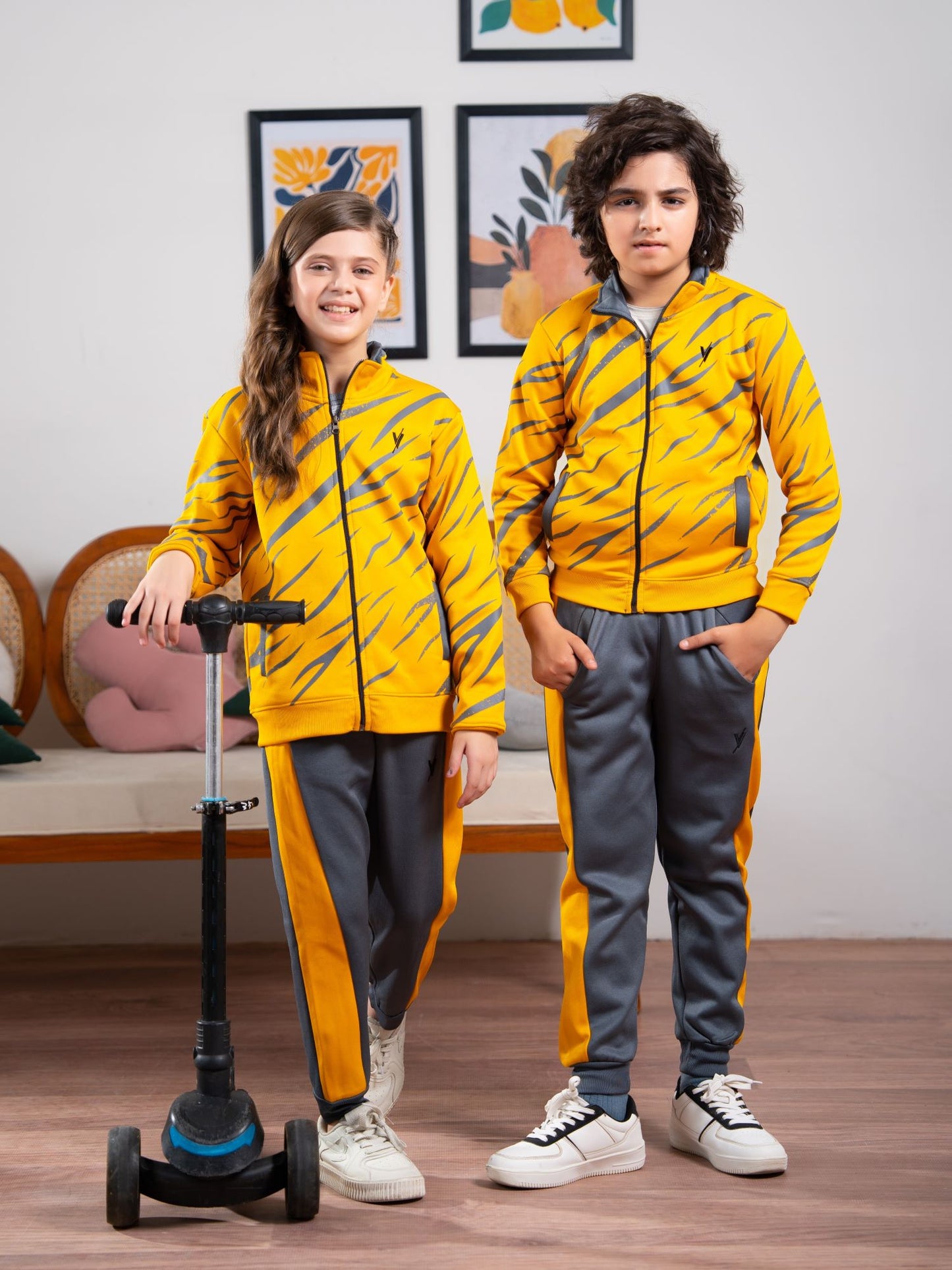 Mock Neck Tracksuit For Boys & Girls, Fleece #VWT27-B