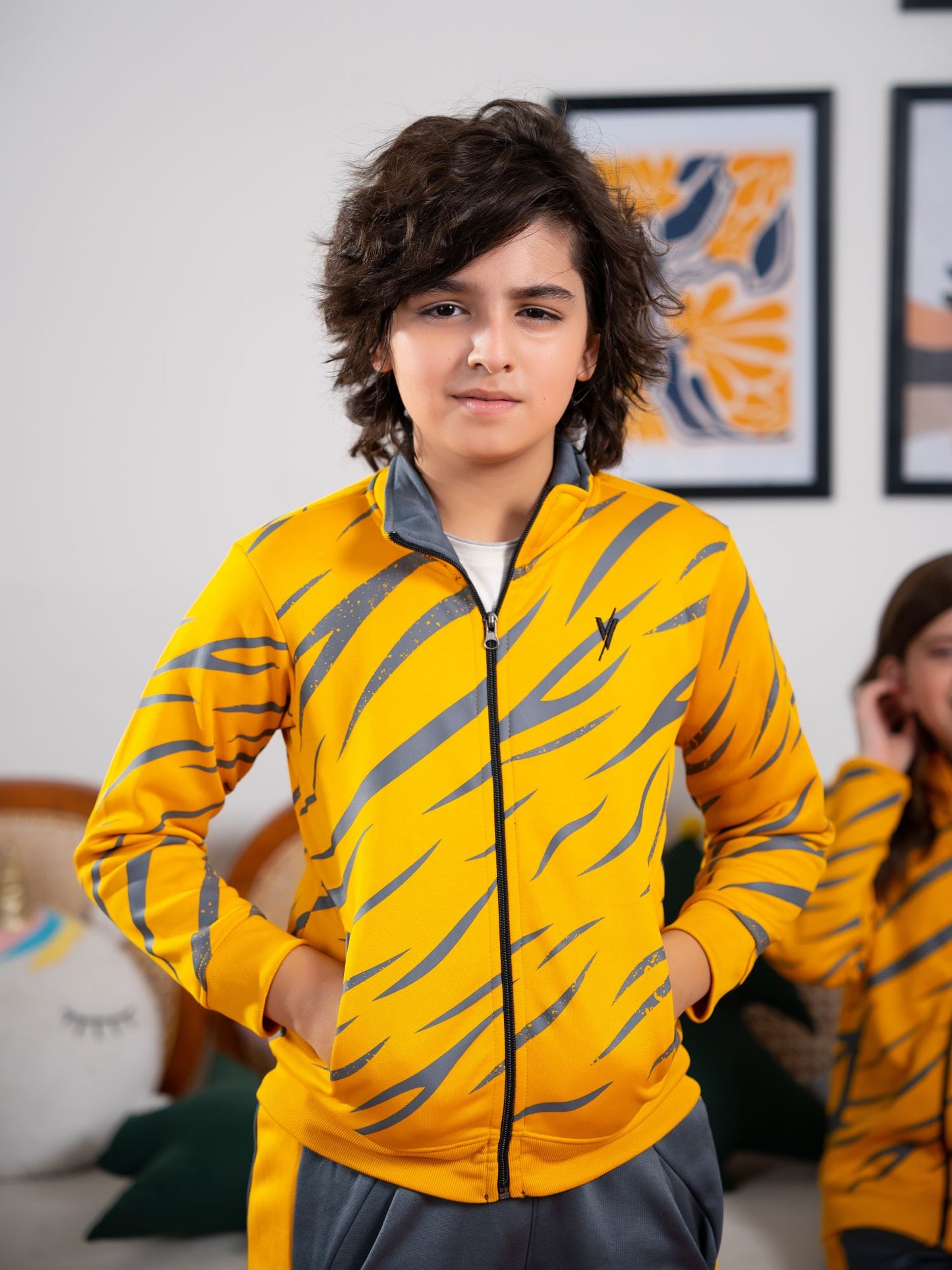 Mock Neck Tracksuit For Boys & Girls, Fleece #VWT27-B