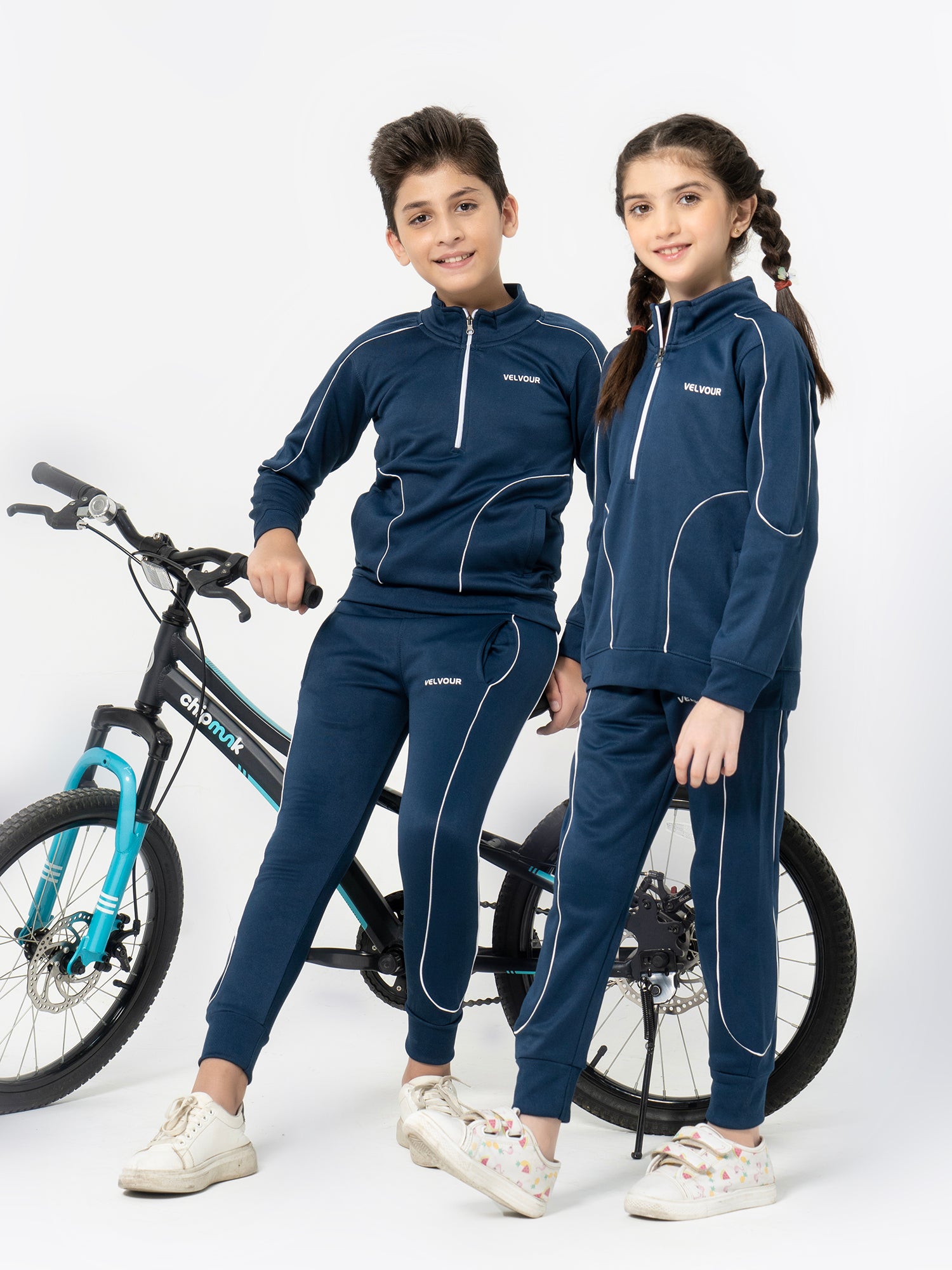 Mock Neck Tracksuit For Boys & Girls, Poly Athletic Fleece #VWT011-D