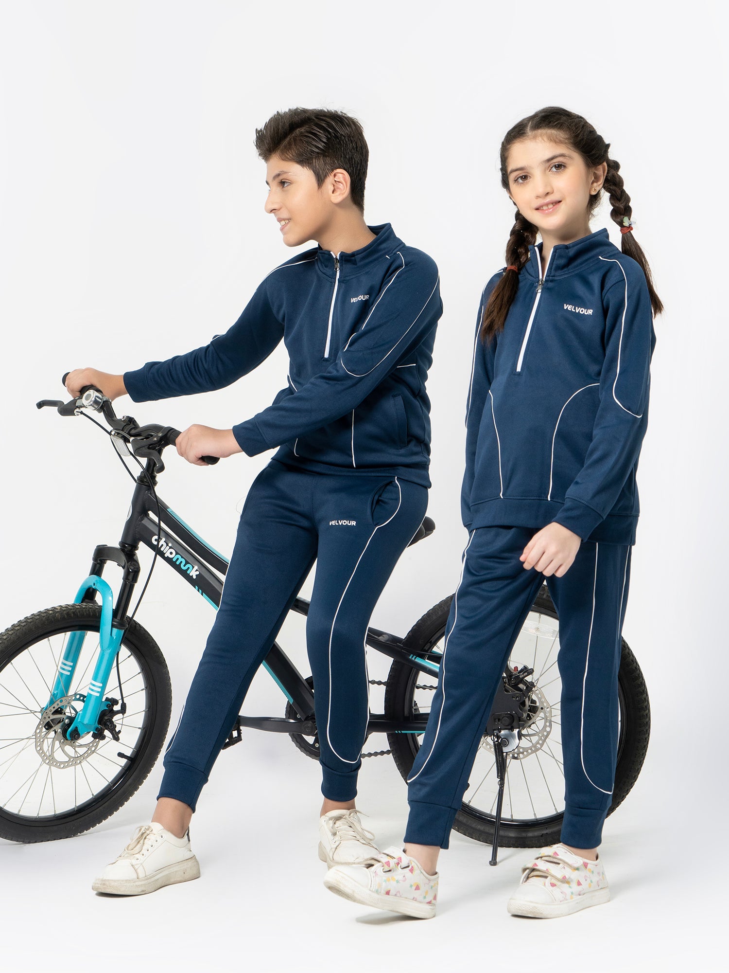 Mock Neck Tracksuit For Boys & Girls, Poly Athletic Fleece #VWT011-D