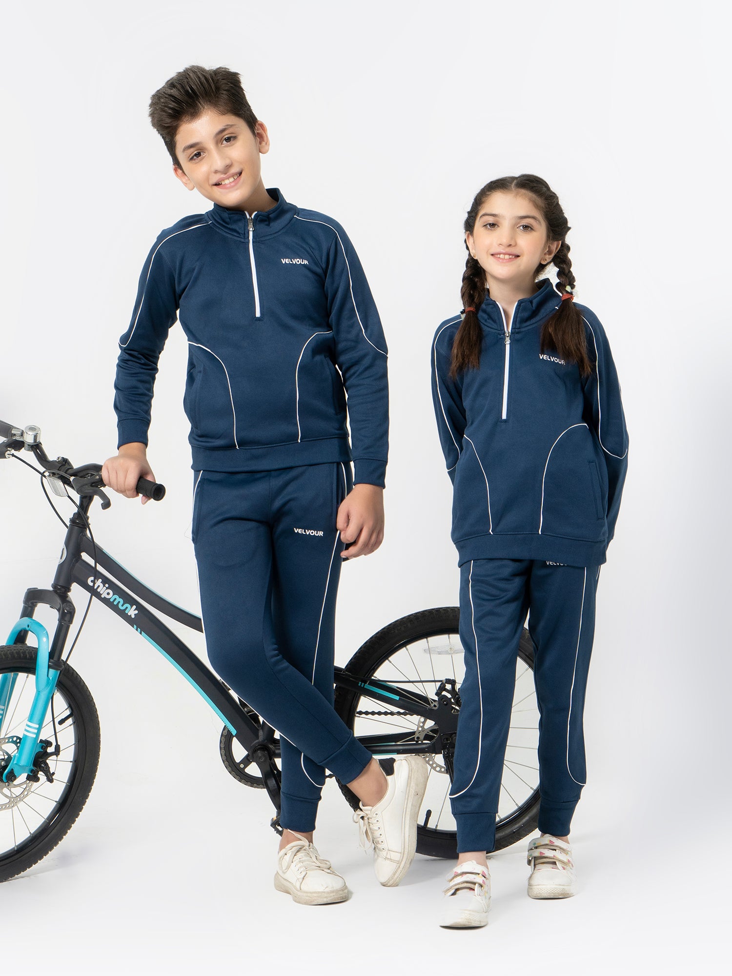 Mock Neck Tracksuit For Boys & Girls, Poly Athletic Fleece #VWT011-D