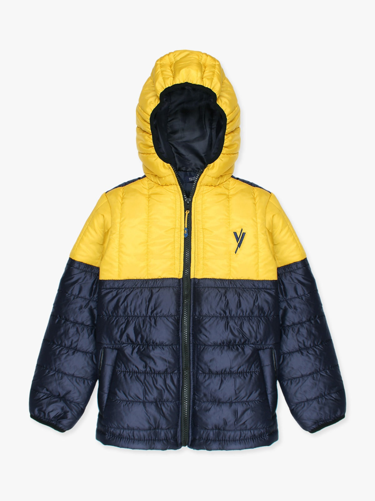 Full Sleeves Hooded Puffer Jacket Boys & Girls VJ010-A Yellow/Navy