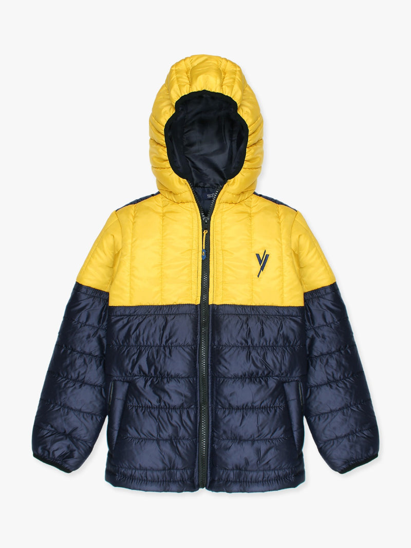 Full Sleeves Hooded Puffer Jacket Boys & Girls VJ010-A Yellow/Navy