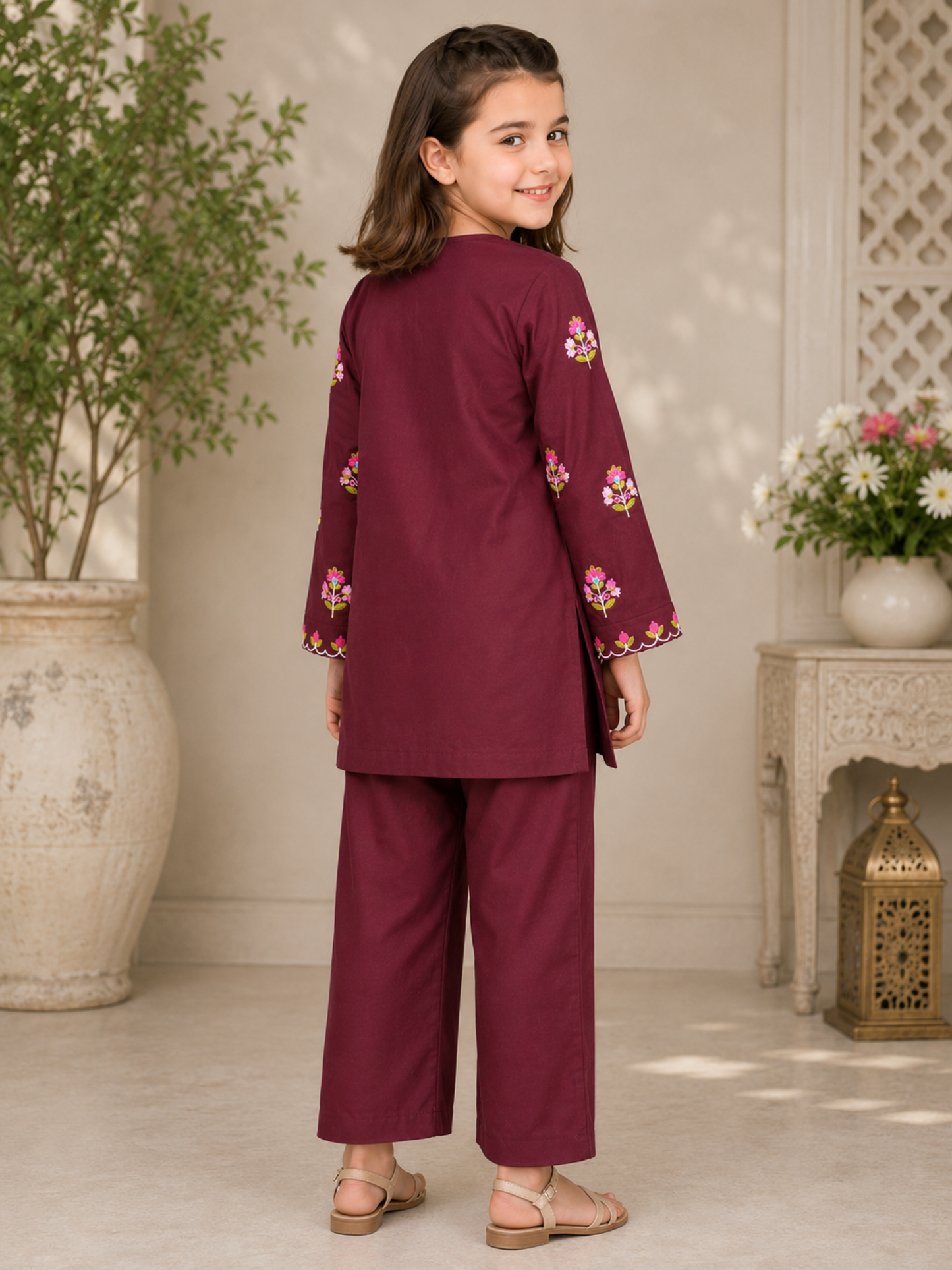 Embroidered Girls Summer 2Pcs Suit VG223-B