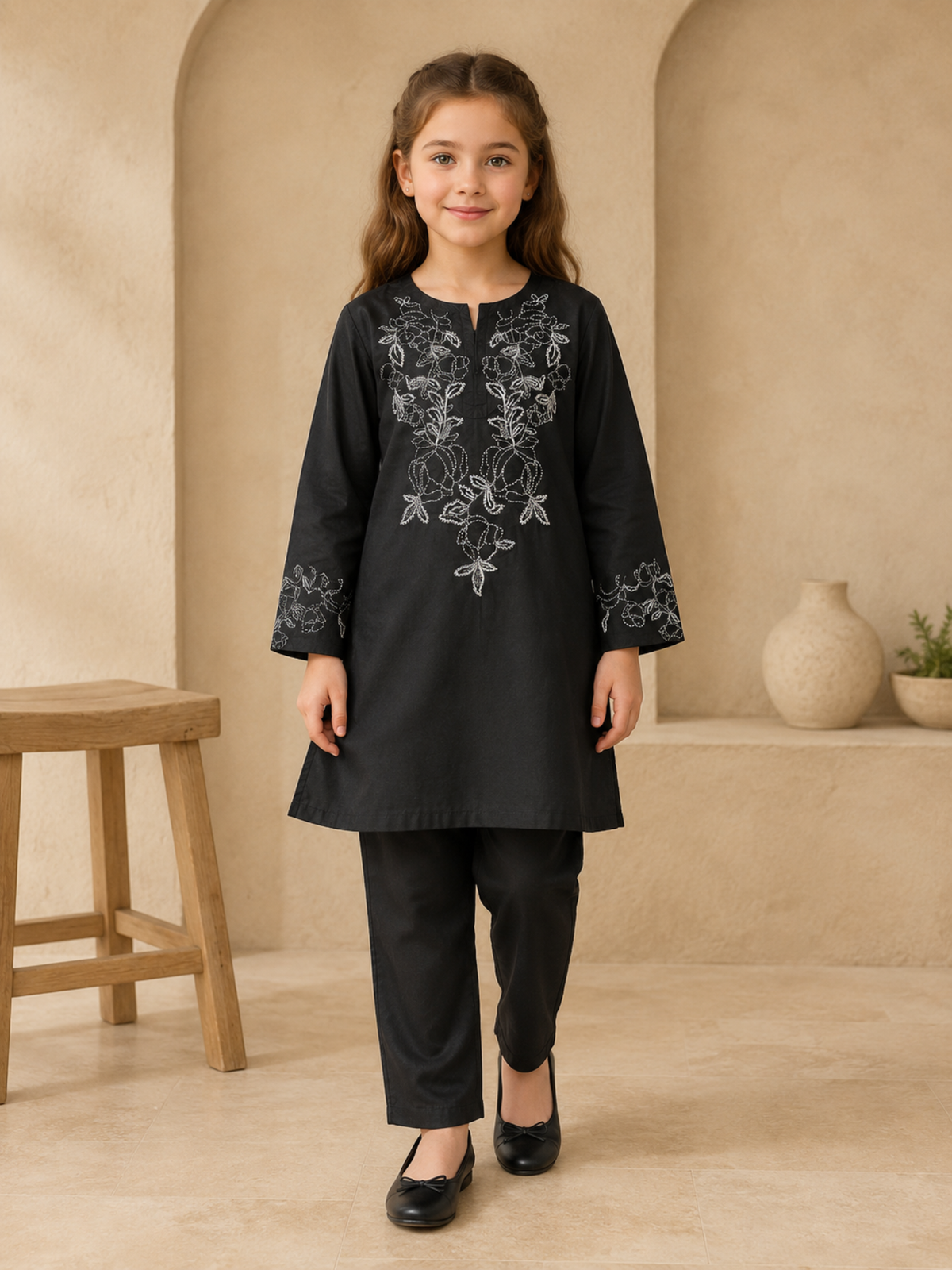 Embroidered Girls Summer 2Pcs Suit VG227-B