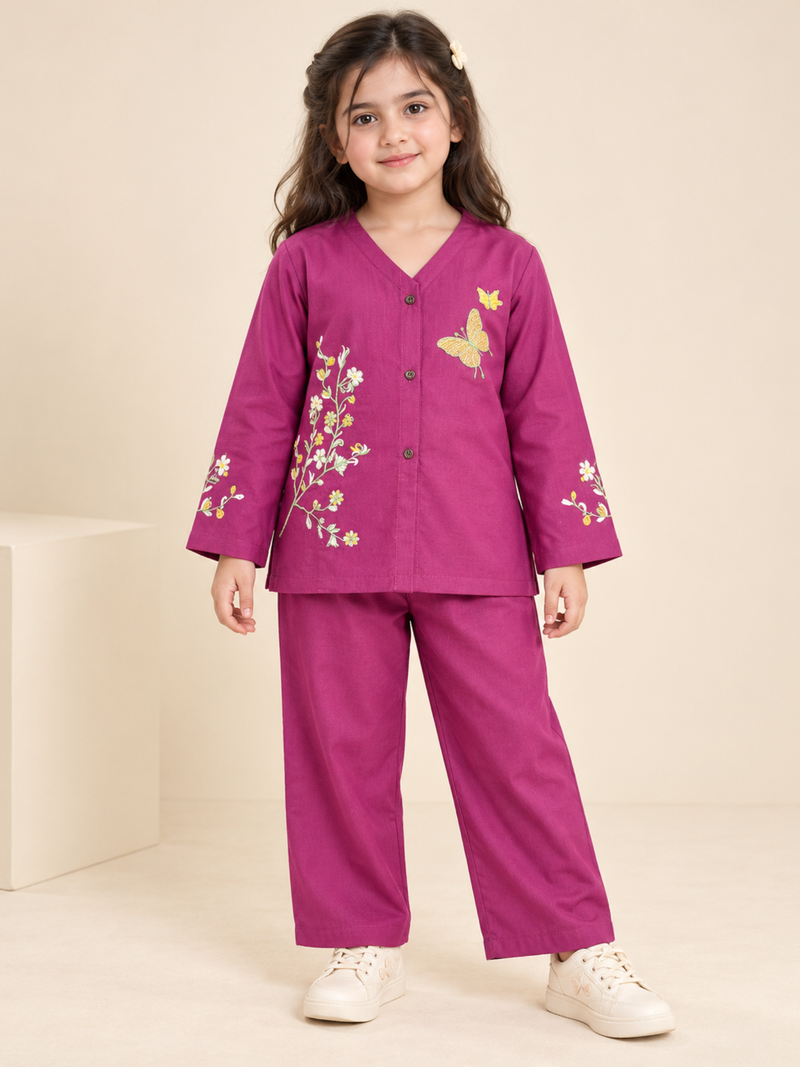 Embroidered Girls Co Ord Set VG239-A