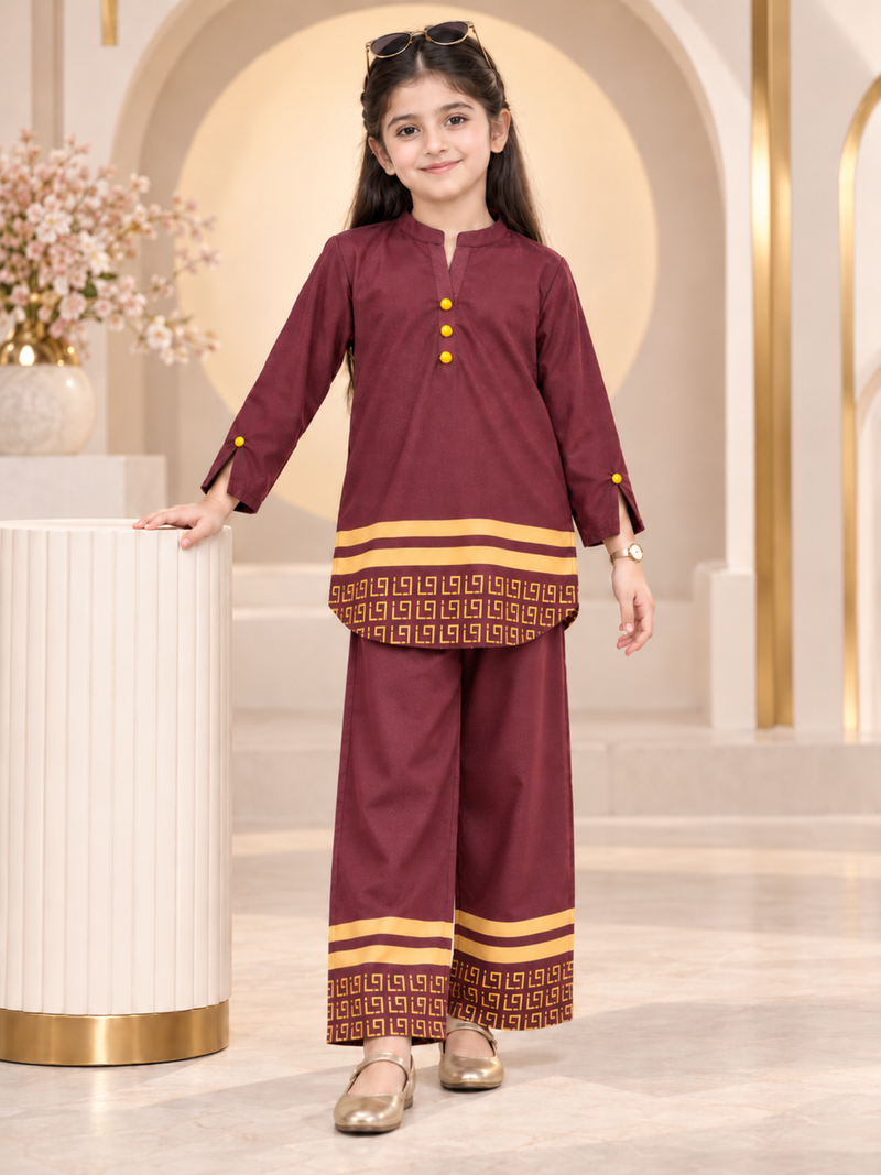 Girls Winter 2Pcs Printed Suit VG238-B