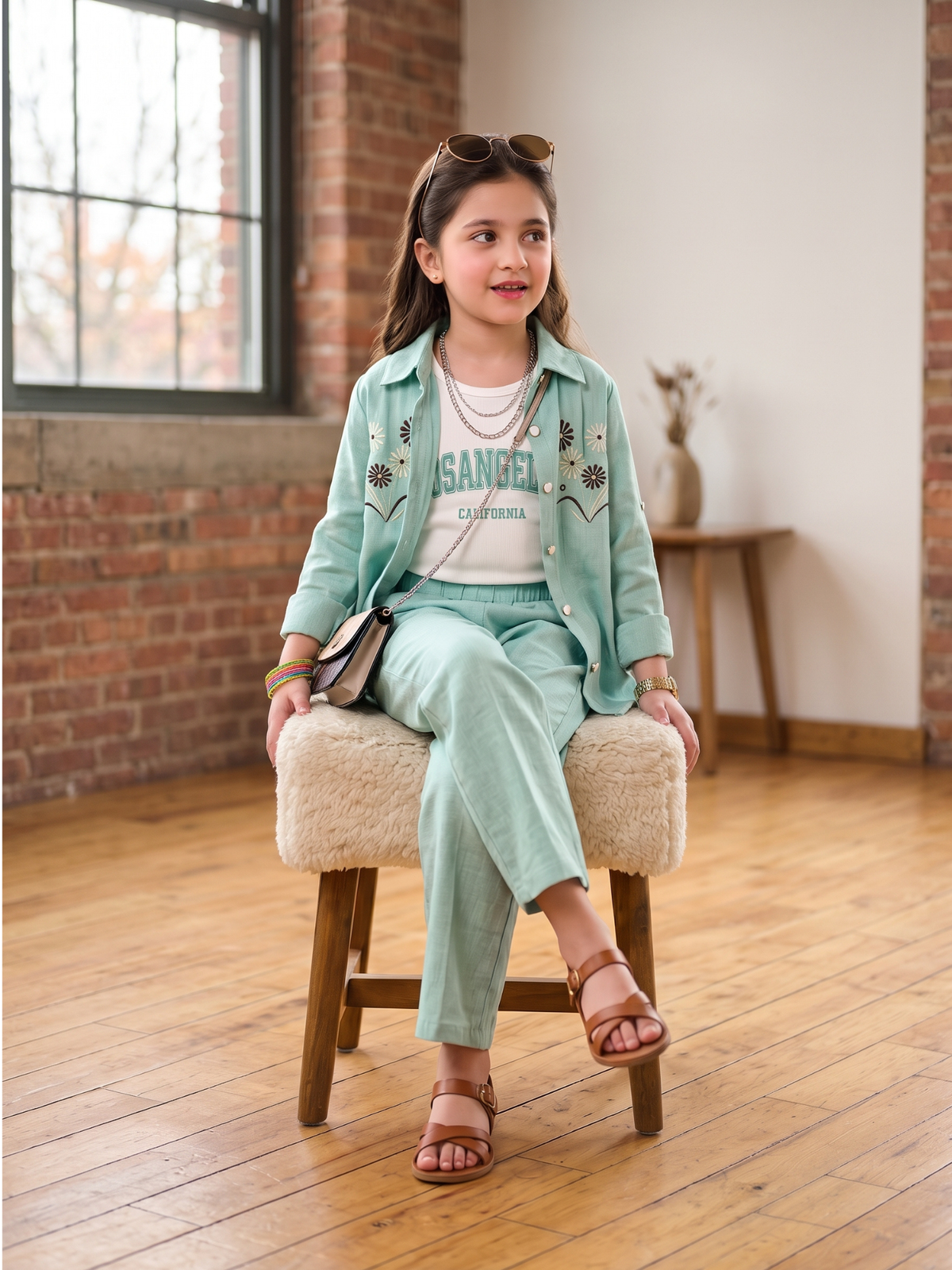 Girls Winter 3Pcs Embroidered Suit VCHN01-D
