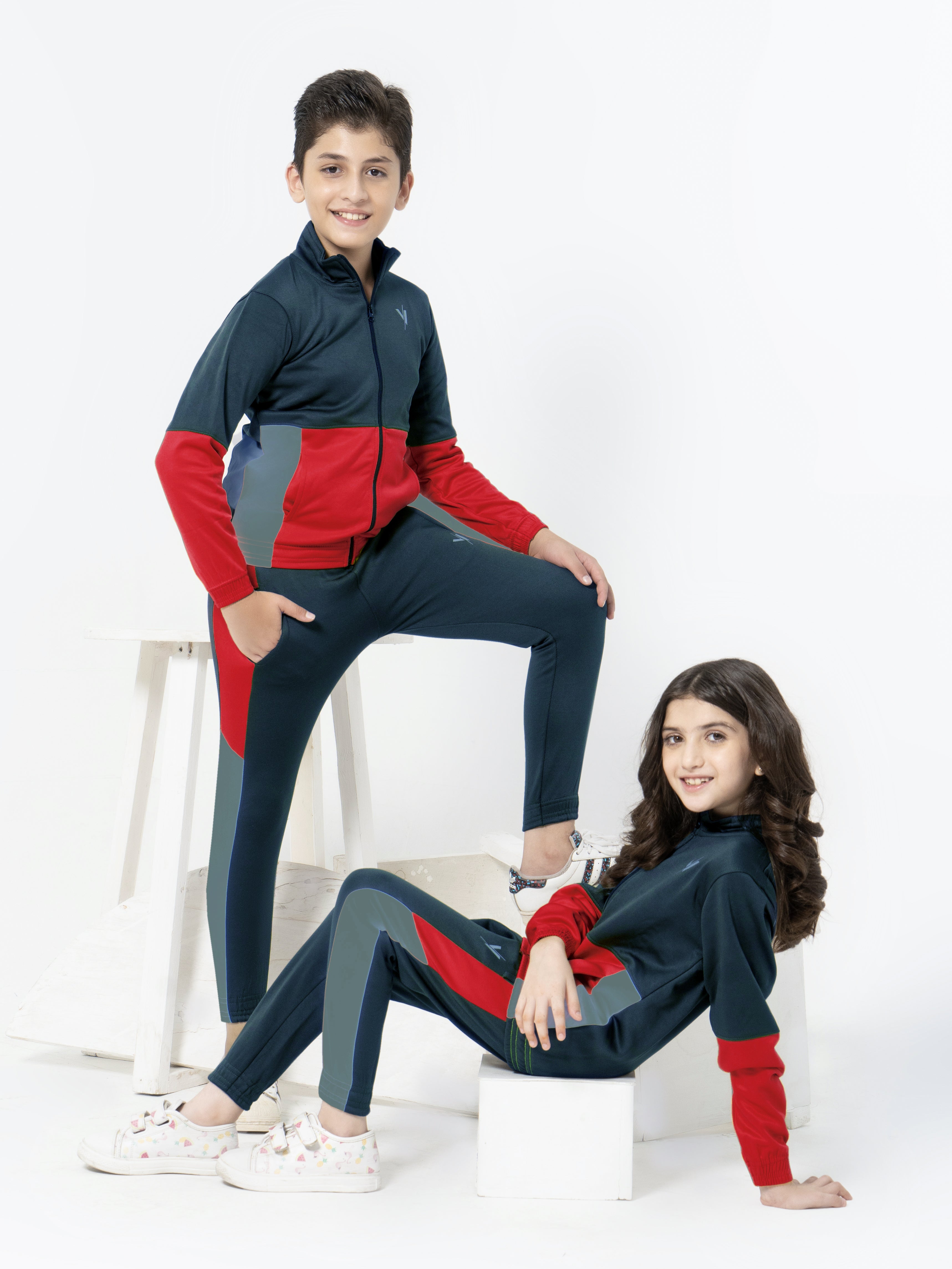 Mock Neck Tracksuit For Boys & Girls, Poly Athletic Fleece #VWT010-C