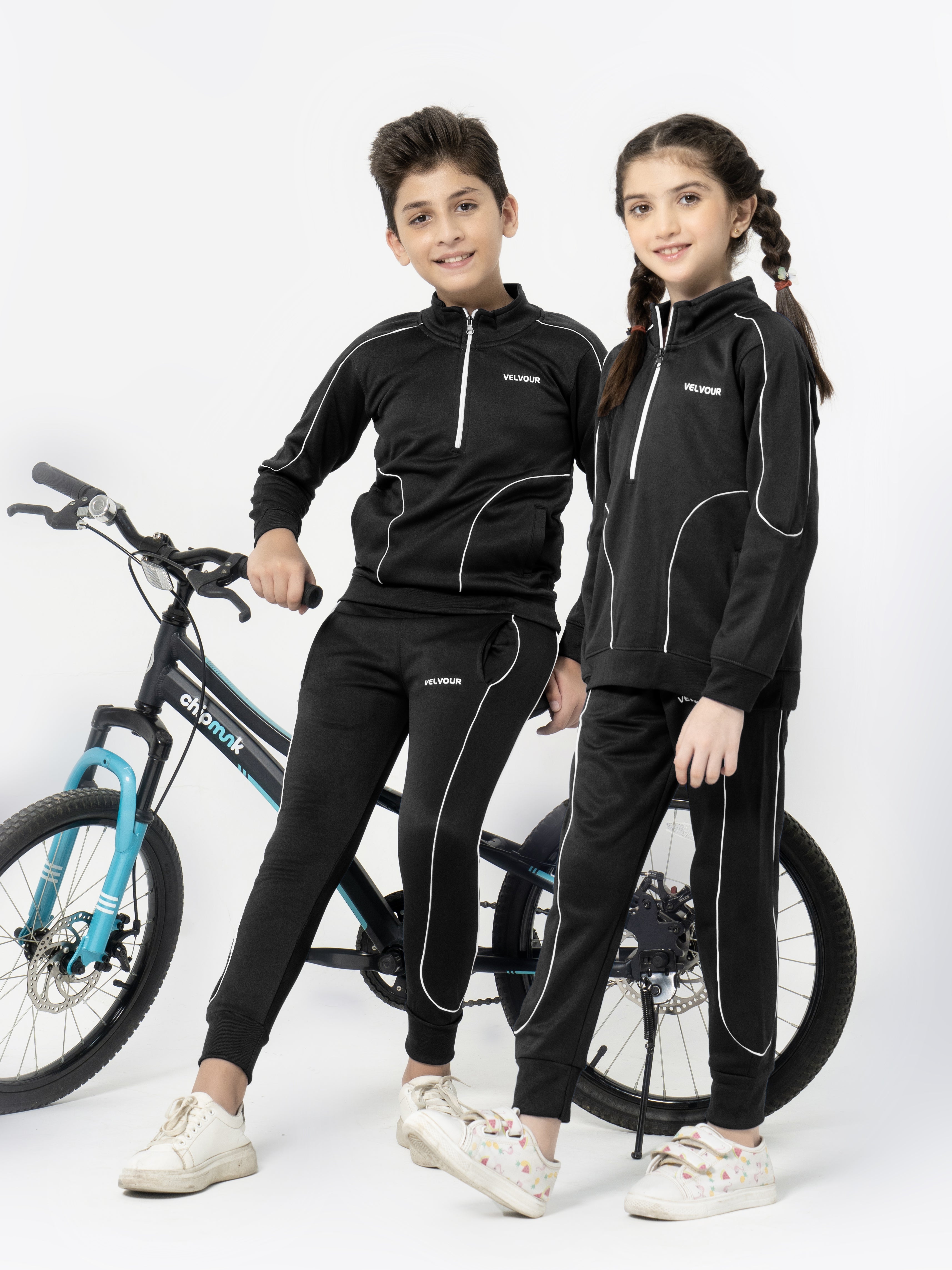 Mock Neck Tracksuit For Boys & Girls, Poly Athletic Fleece #VWT011-B