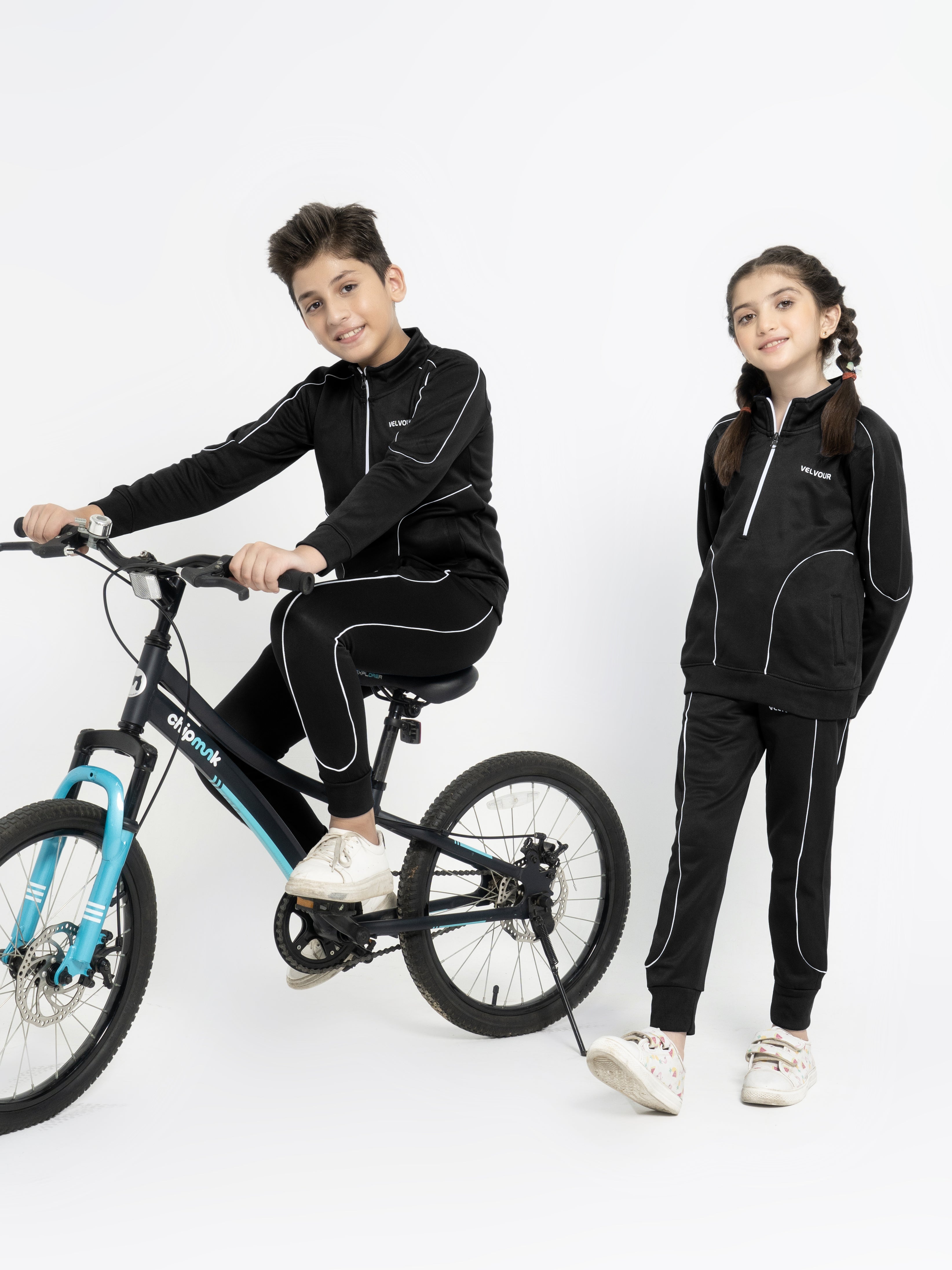 Mock Neck Tracksuit For Boys & Girls, Poly Athletic Fleece #VWT011-B