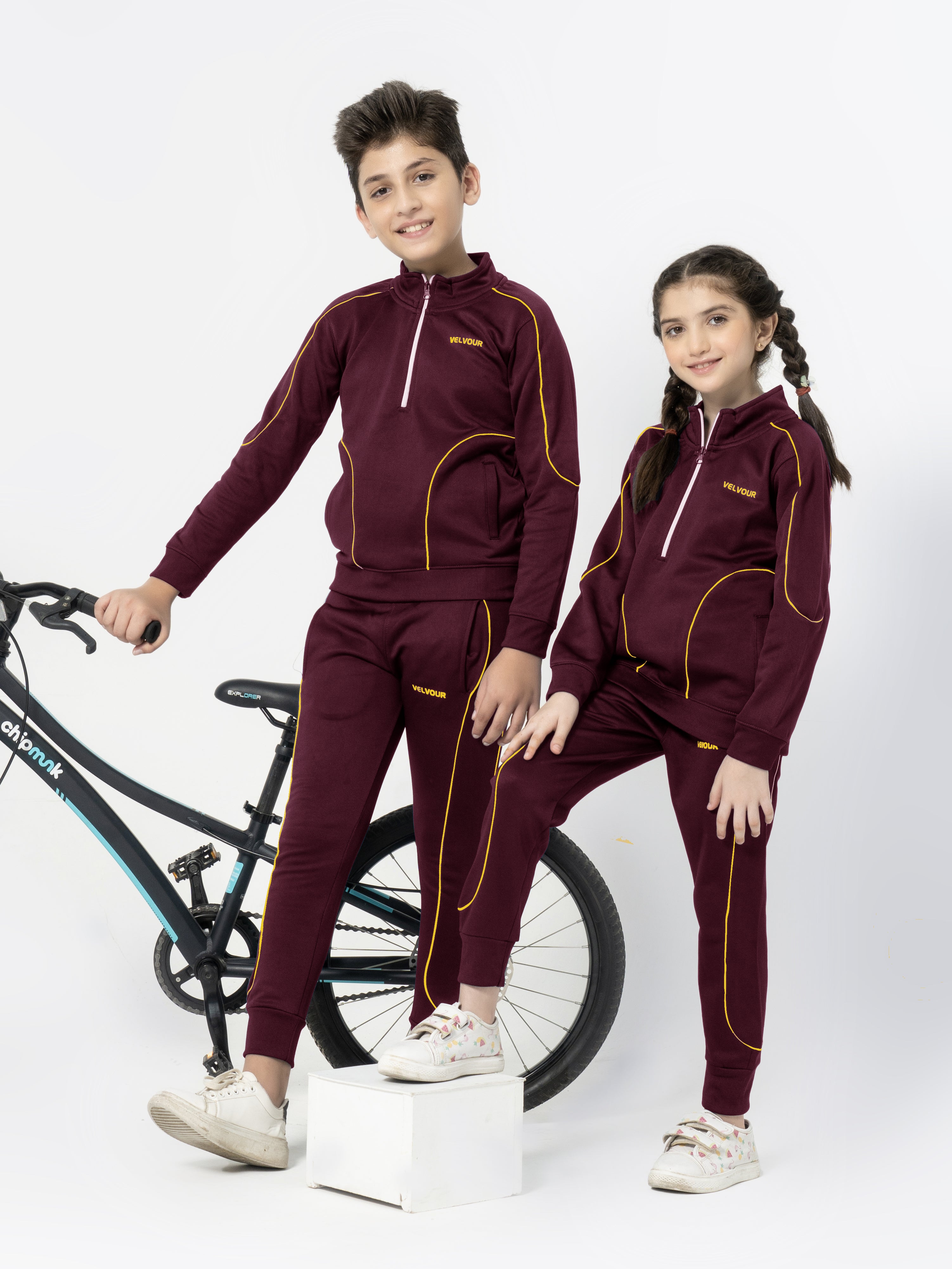 Mock Neck Tracksuit For Boys & Girls, Poly Athletic Fleece #VWT011-C