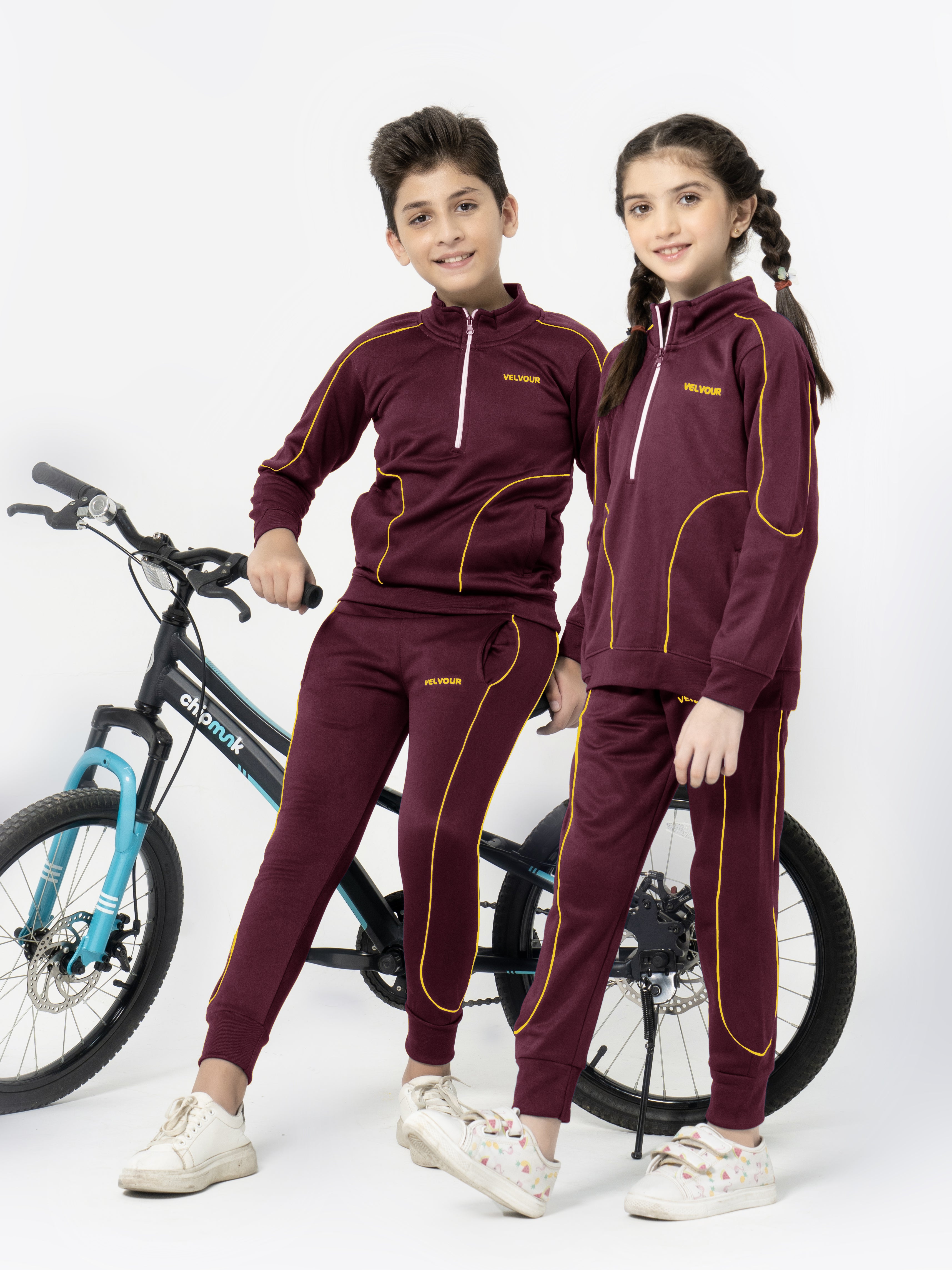 Mock Neck Tracksuit For Boys & Girls, Poly Athletic Fleece #VWT011-C