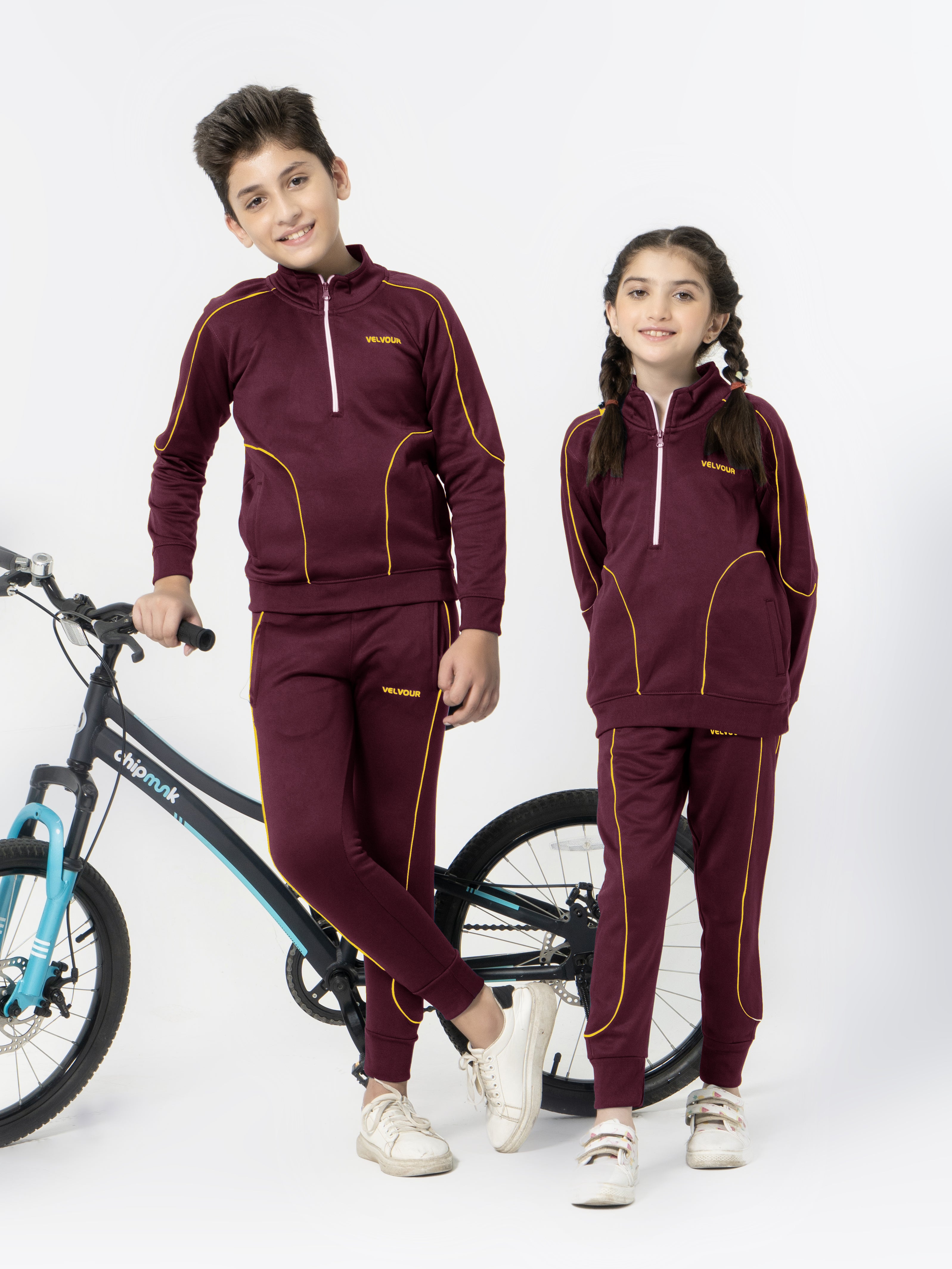 Mock Neck Tracksuit For Boys & Girls, Poly Athletic Fleece #VWT011-C