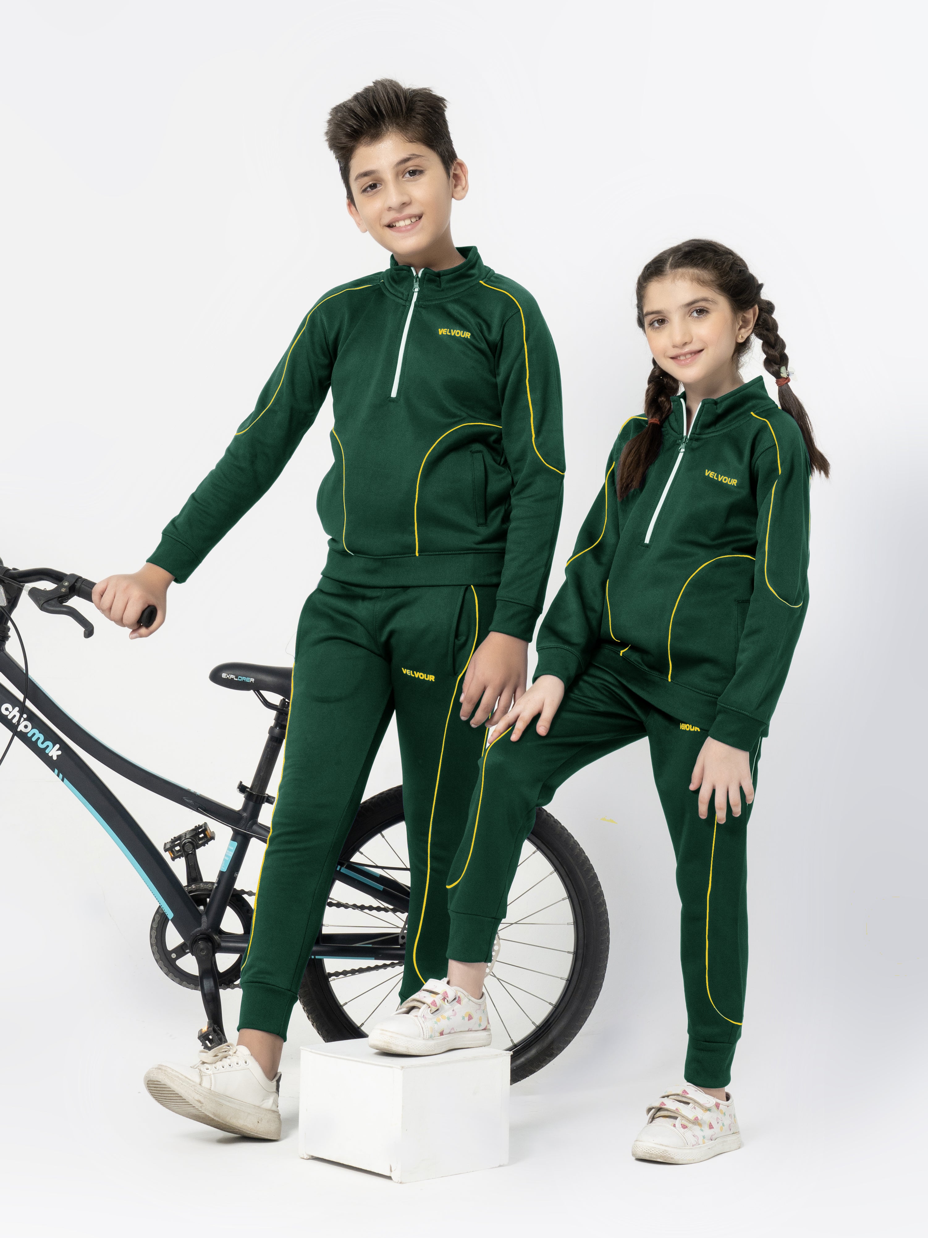 Mock Neck Tracksuit For Boys & Girls, Poly Athletic Fleece #VWT011-A