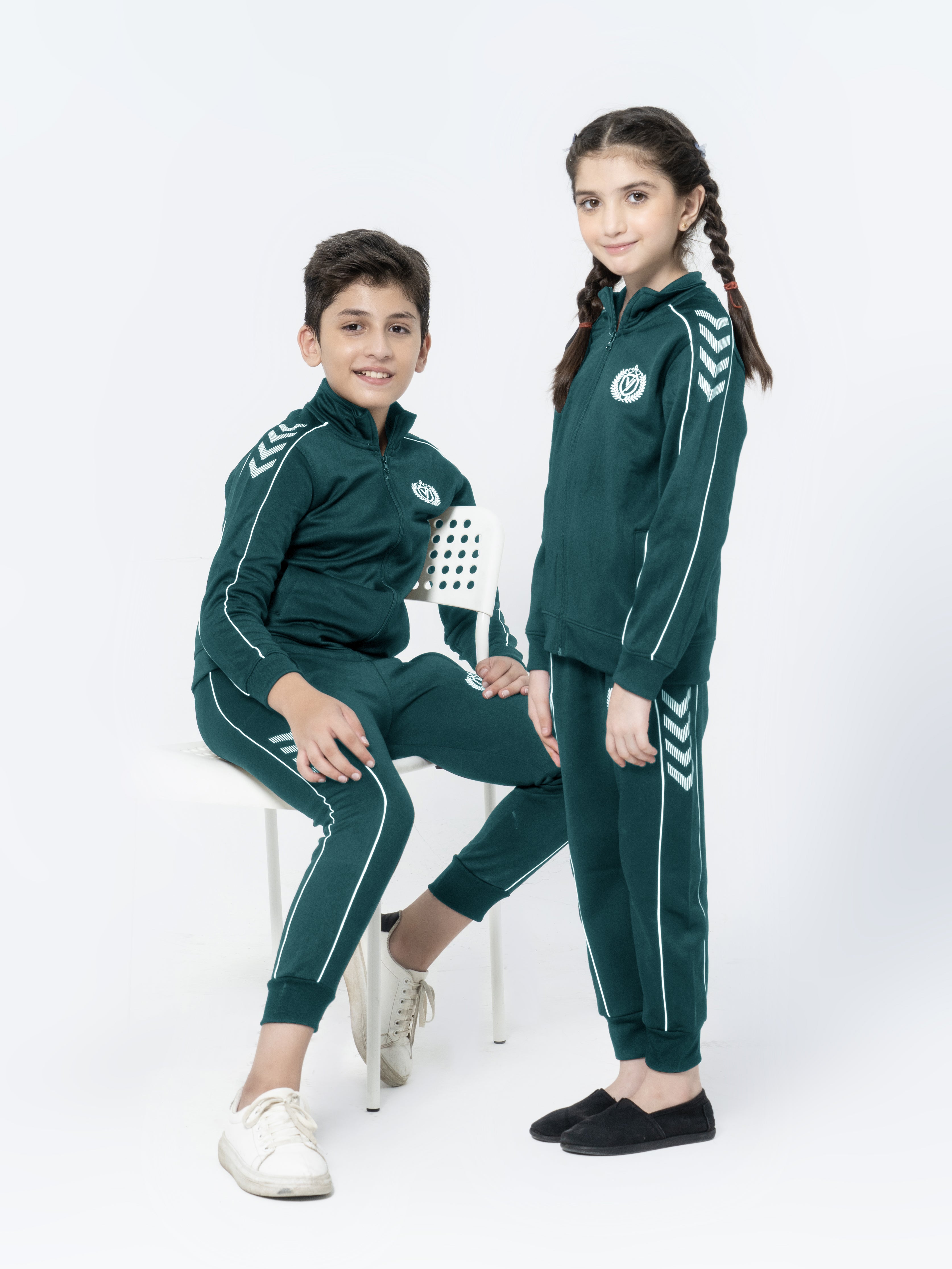 Mock Neck Tracksuit For Boys & Girls, Poly Athletic Fleece #VWT012-D