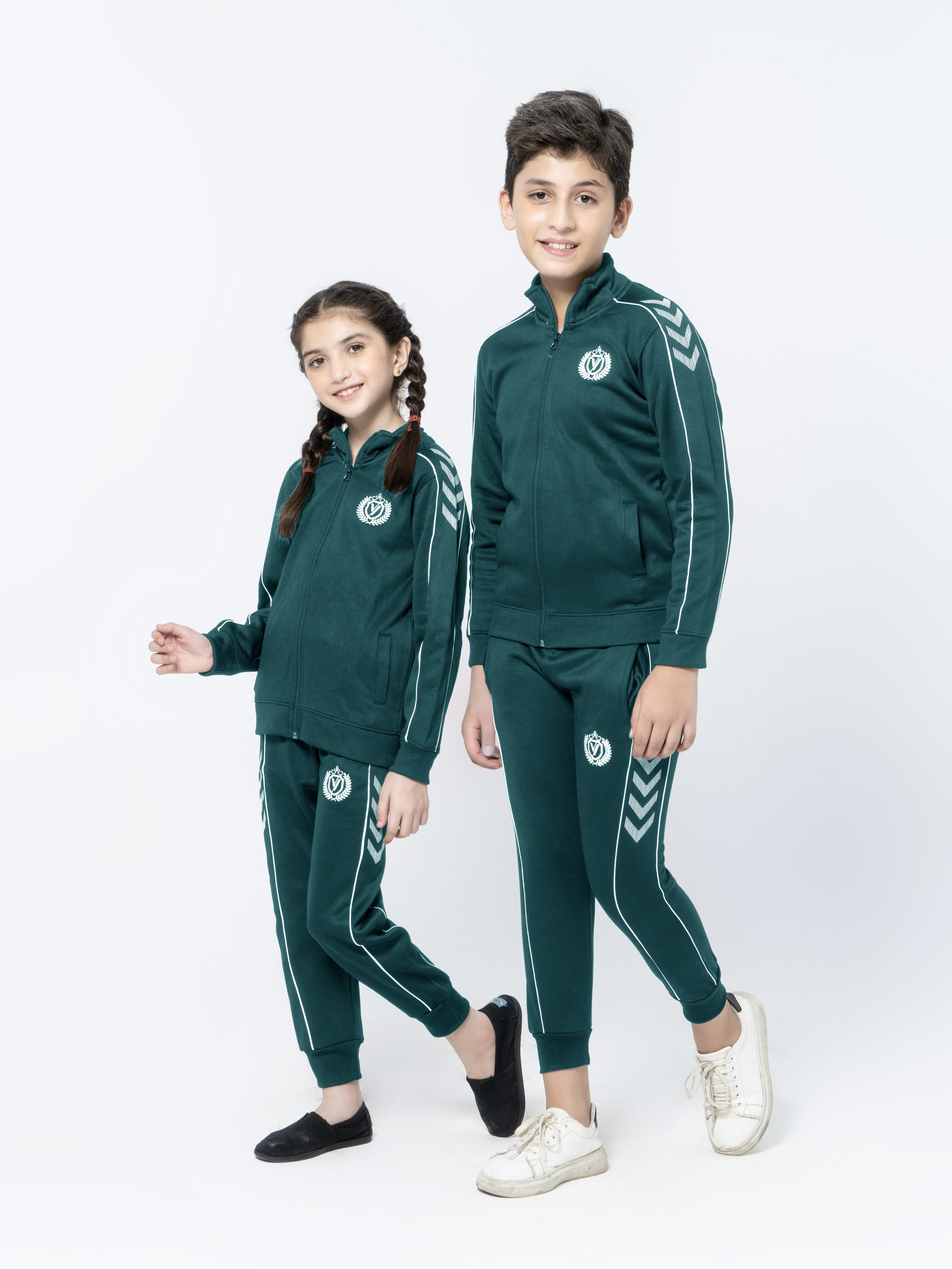 Mock Neck Tracksuit For Boys & Girls, Poly Athletic Fleece #VWT012-D