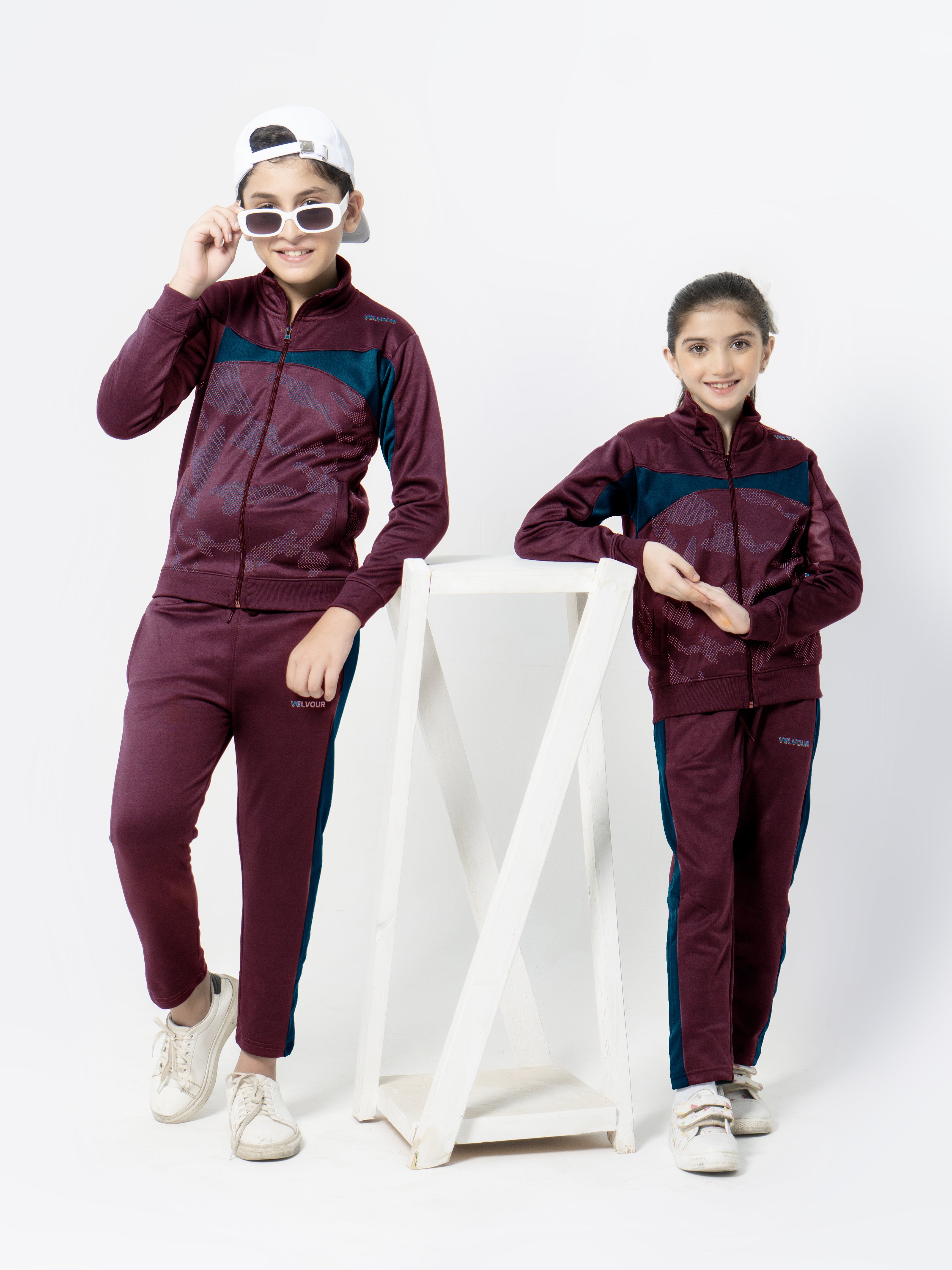 Mock Neck Tracksuit For Boys & Girls, Poly Athletic Fleece #VWT03-A