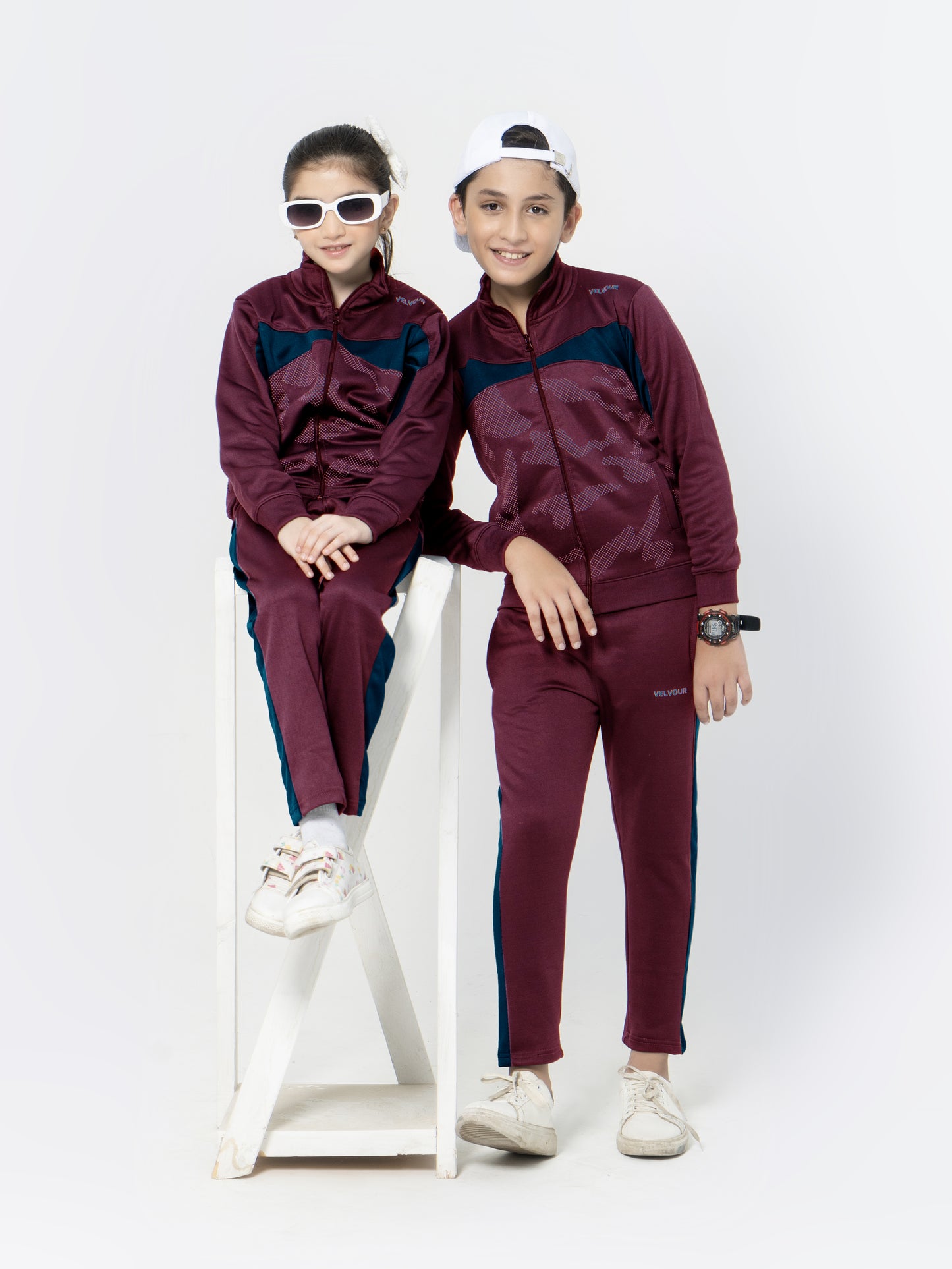 Mock Neck Tracksuit For Boys & Girls, Poly Athletic Fleece #VWT03-A