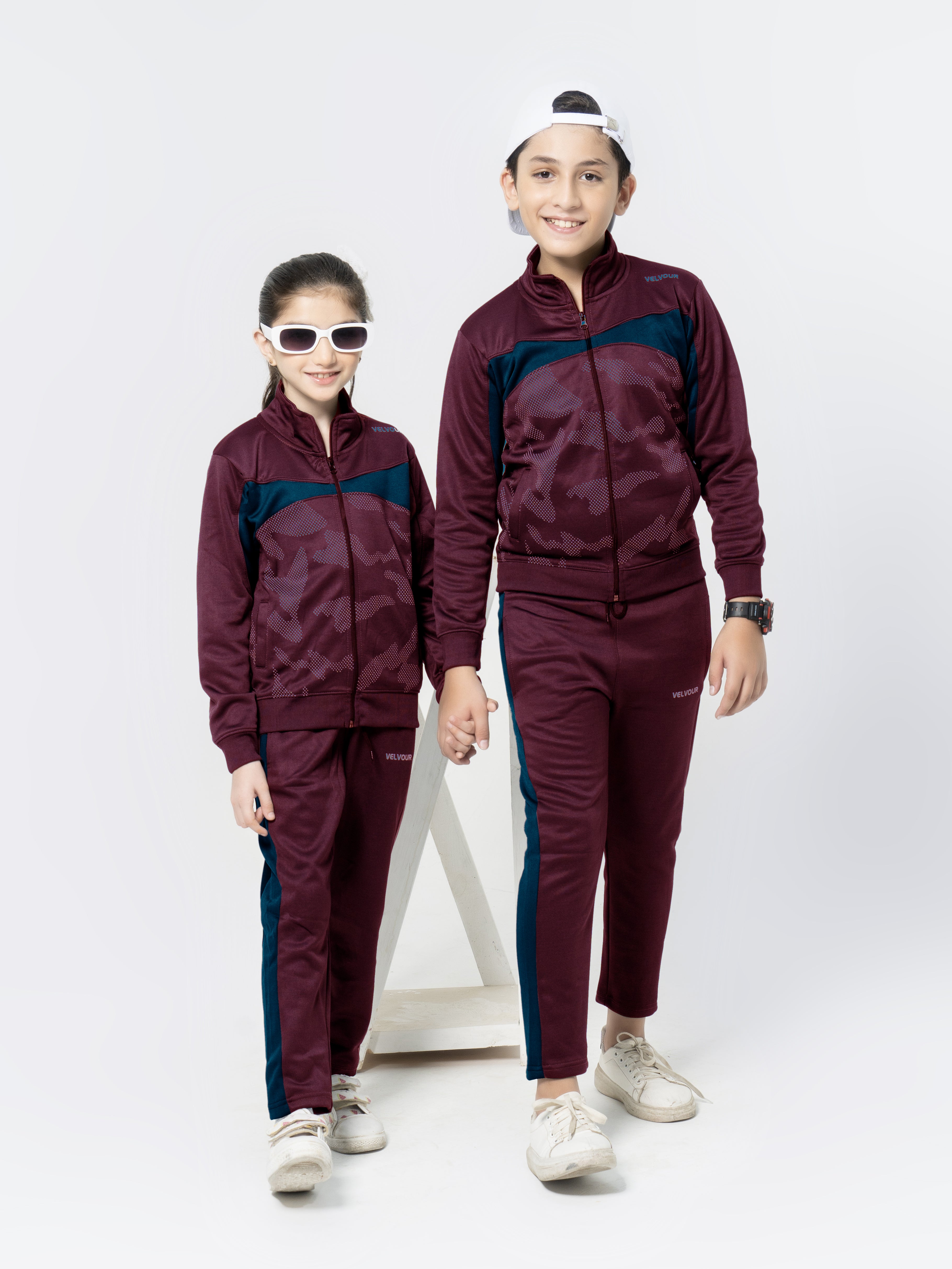 Mock Neck Tracksuit For Boys & Girls, Poly Athletic Fleece #VWT03-A