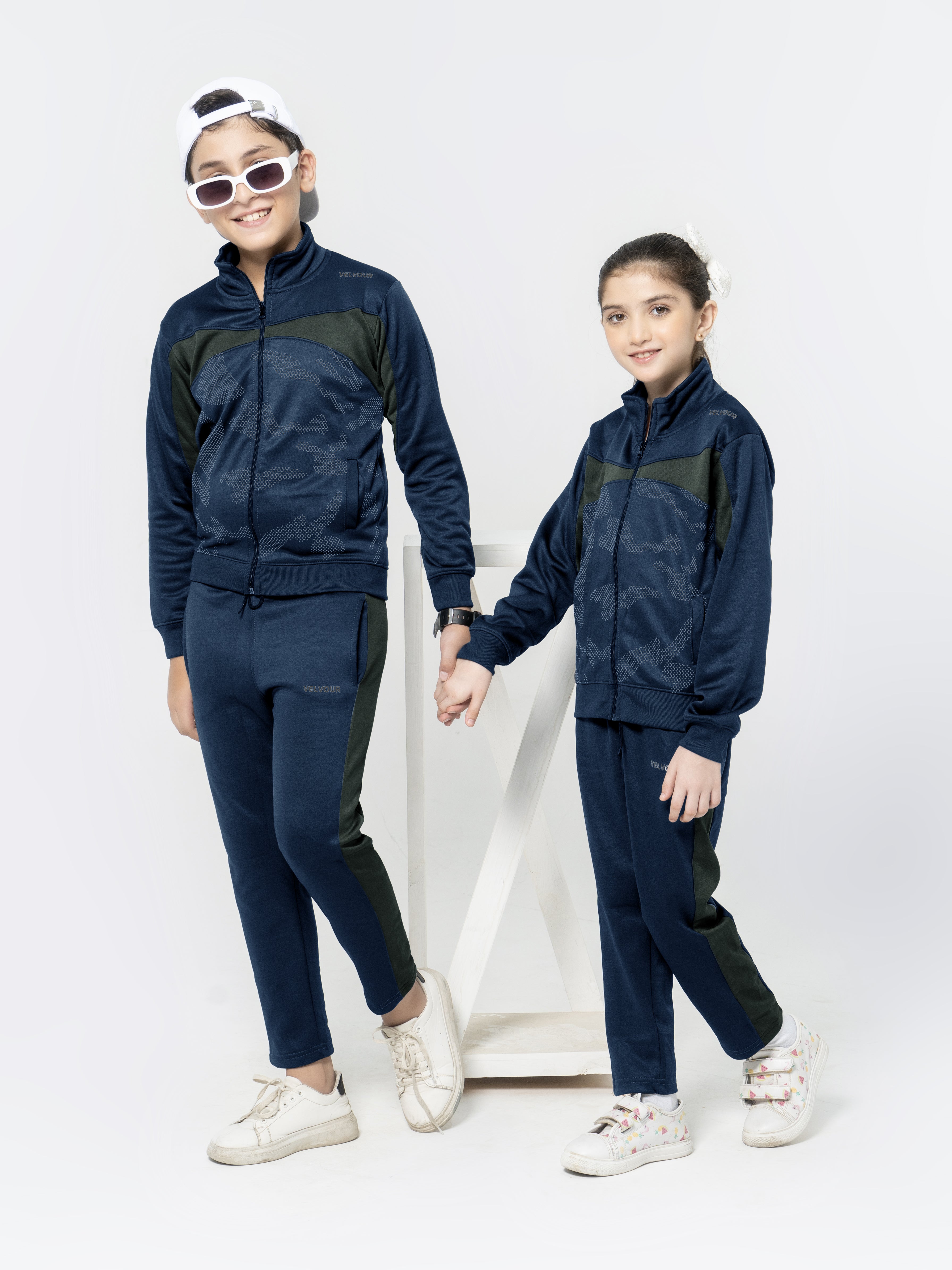 Mock Neck Tracksuit For Boys & Girls, Poly Athletic Fleece #VWT03-B