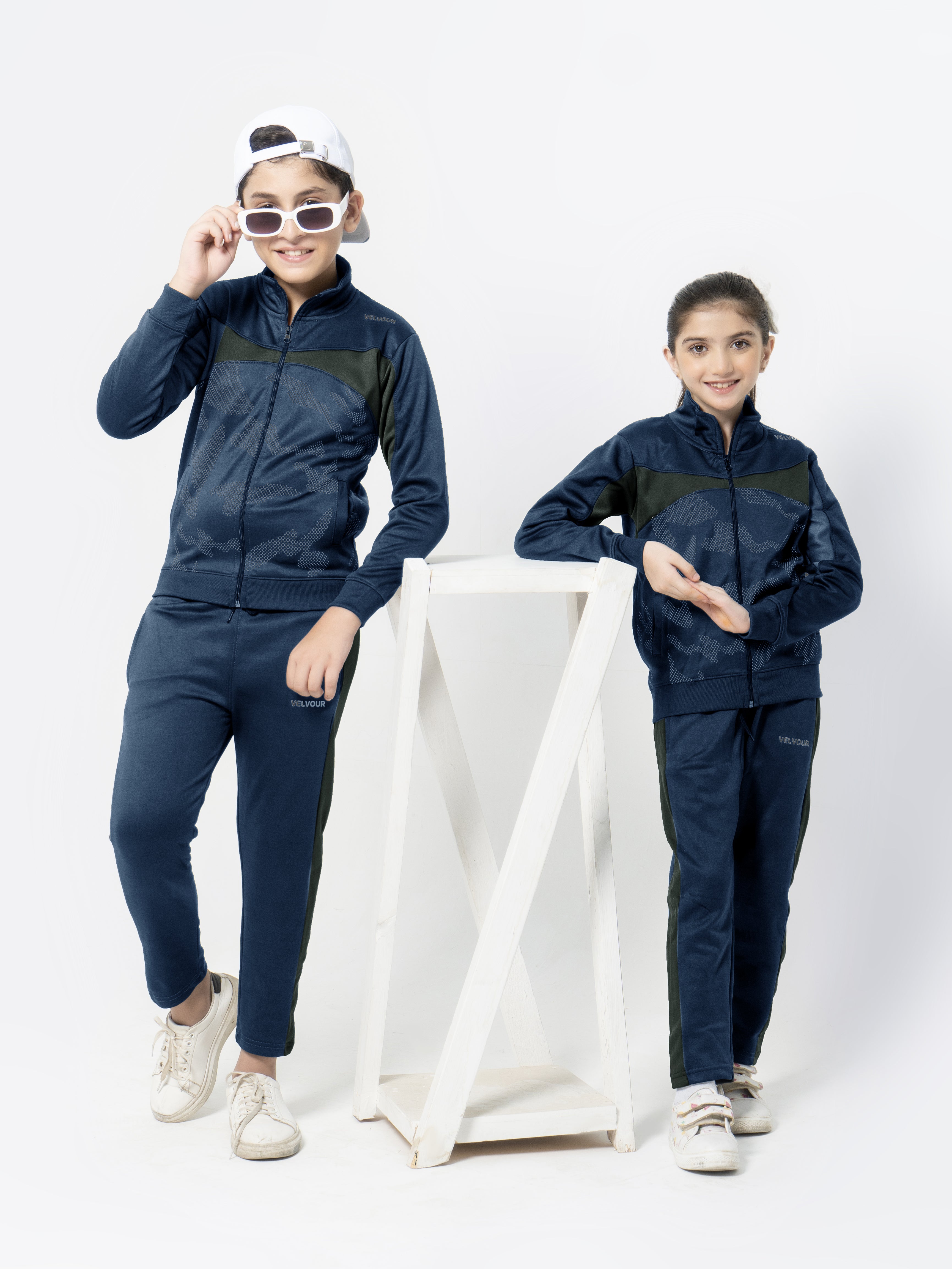 Mock Neck Tracksuit For Boys & Girls, Poly Athletic Fleece #VWT03-B