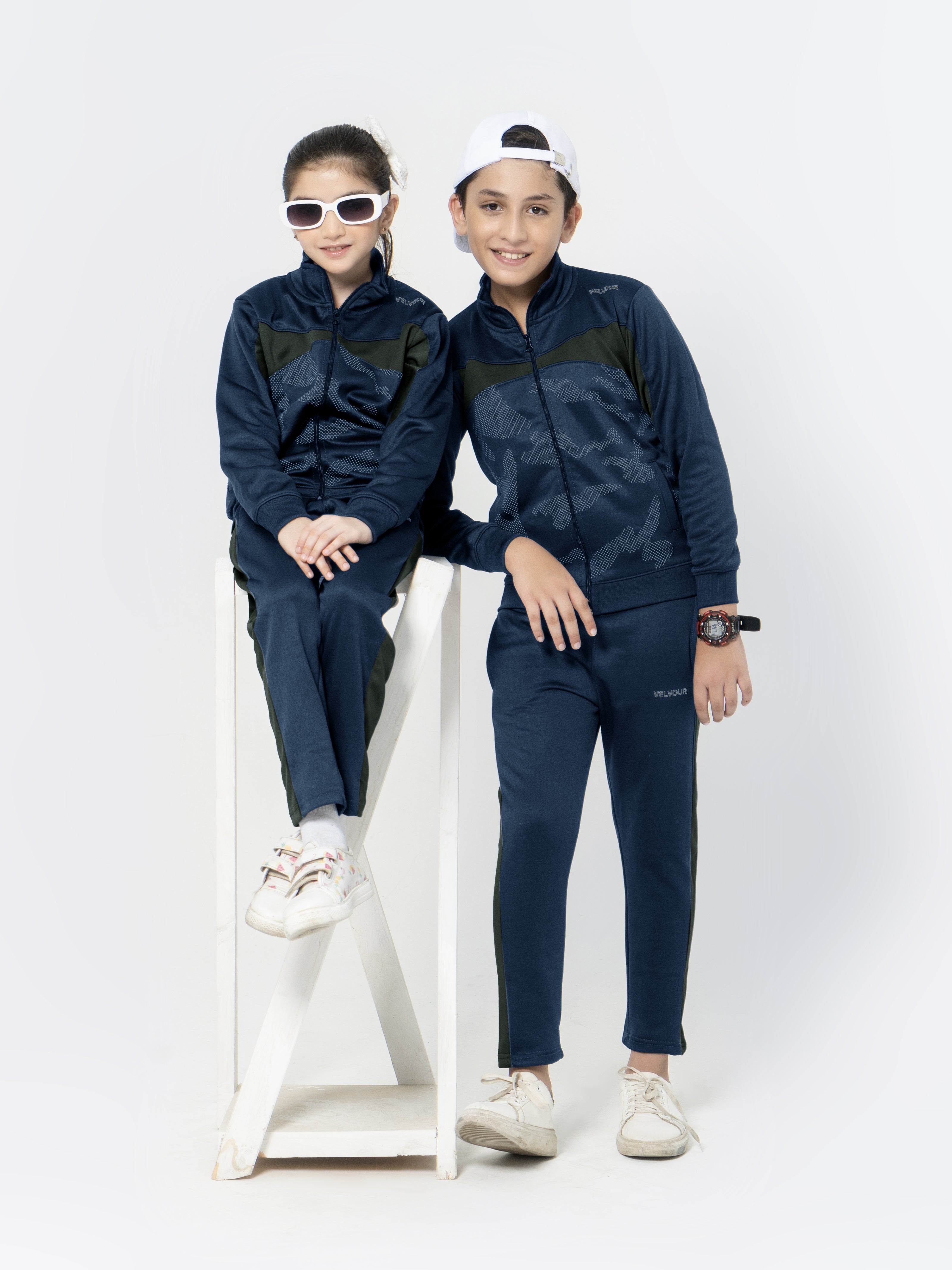 Mock Neck Tracksuit For Boys & Girls, Poly Athletic Fleece #VWT03-B