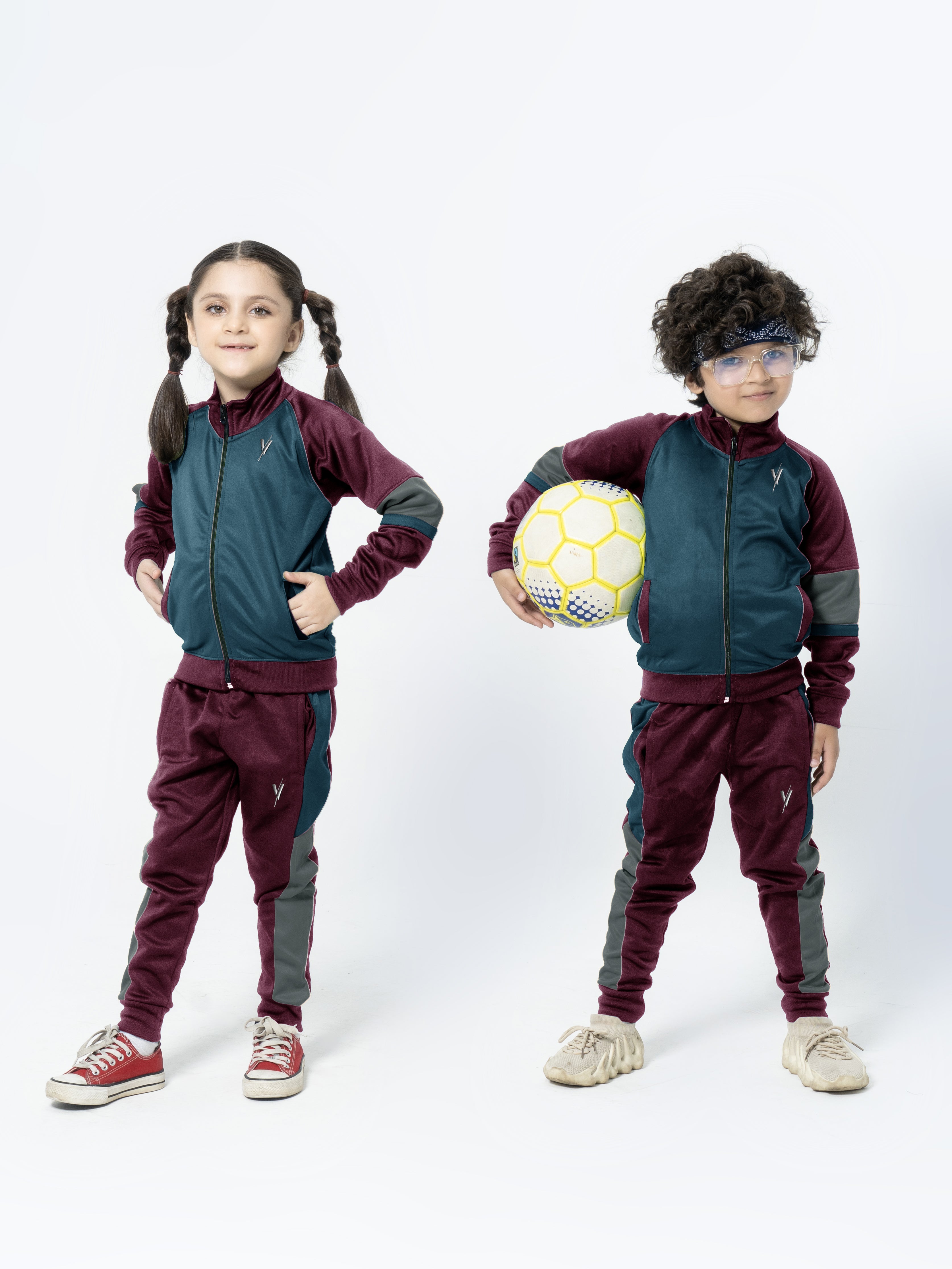 Mock Neck Tracksuit For Boys & Girls, Poly Athletic Fleece #VWT07-B