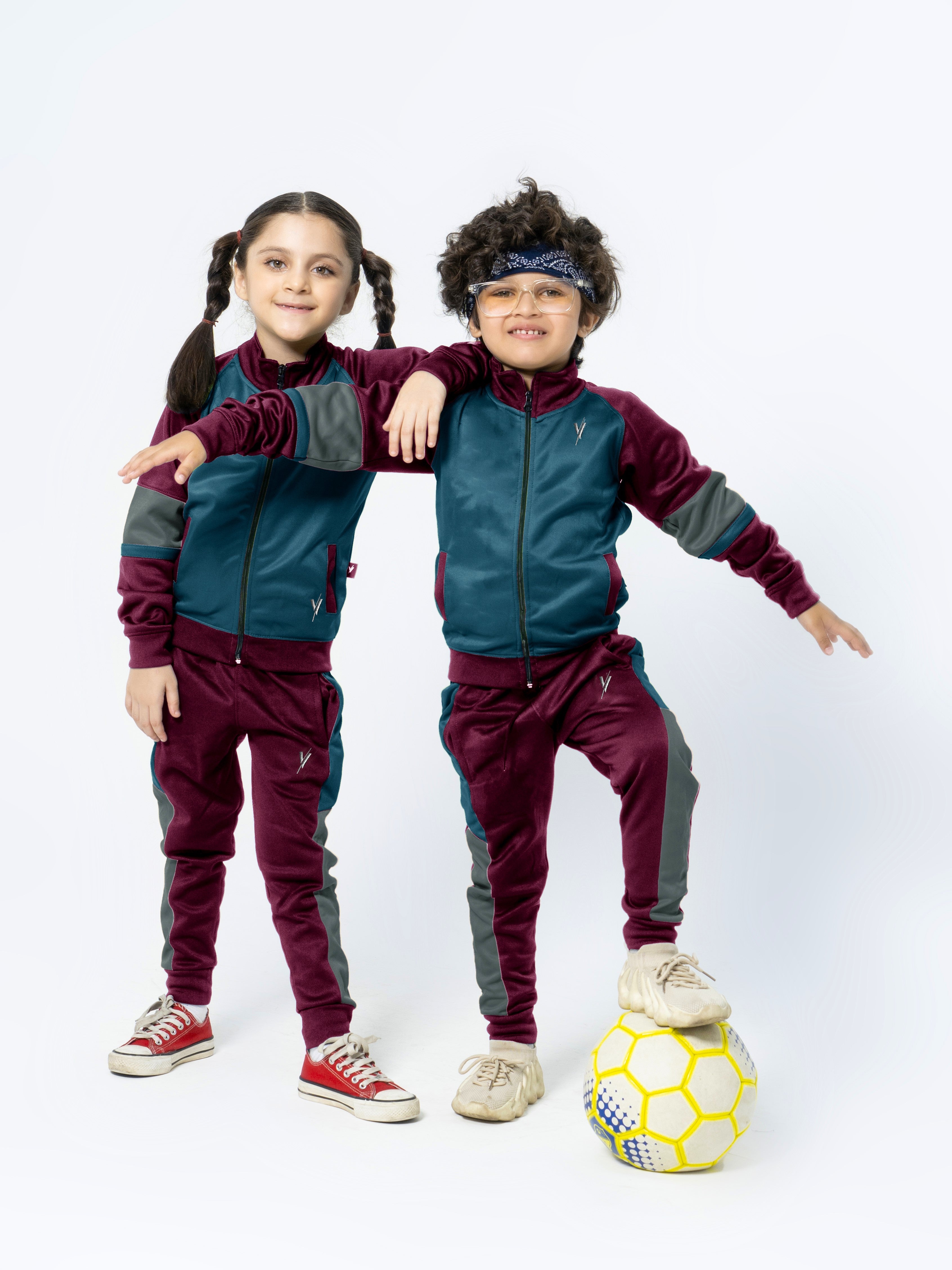 Mock Neck Tracksuit For Boys & Girls, Poly Athletic Fleece #VWT07-B