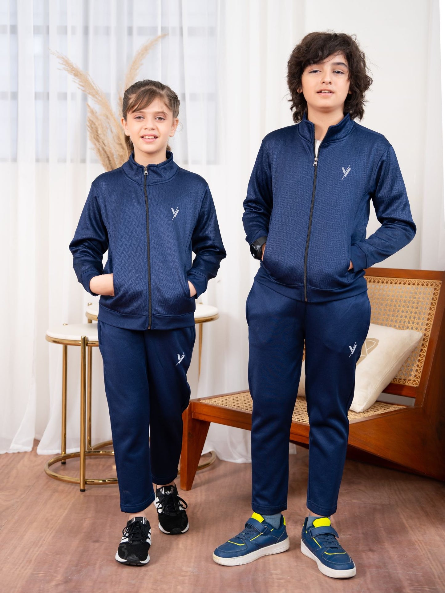 Mock Neck Tracksuit For Boys & Girls, Fleece #VWT32-A