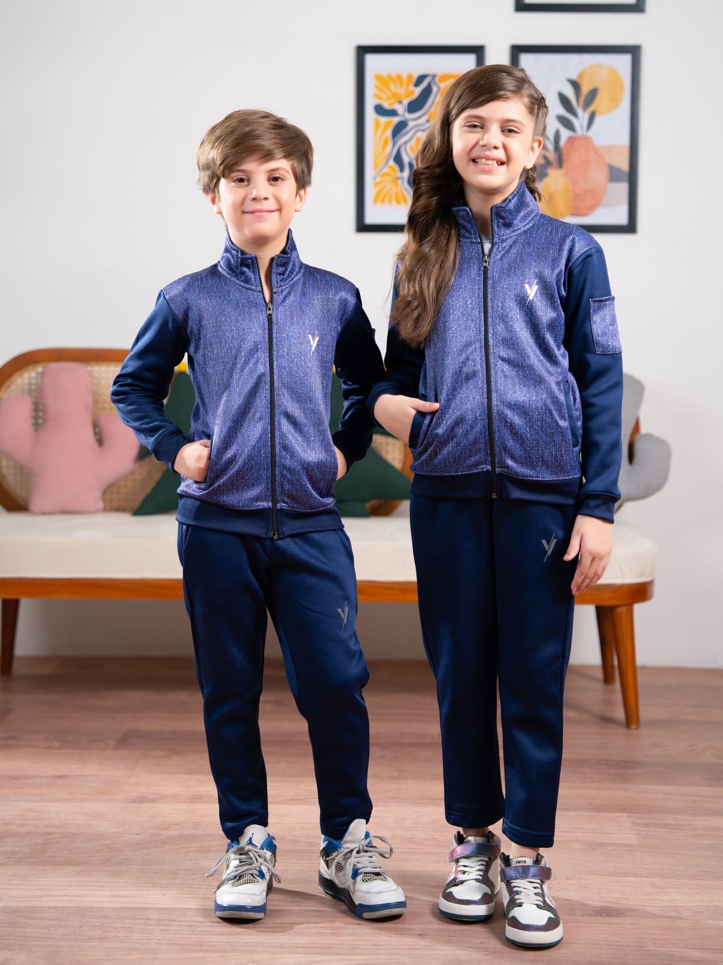 Mock Neck Tracksuit For Boys & Girls, Fleece #VWT33-A
