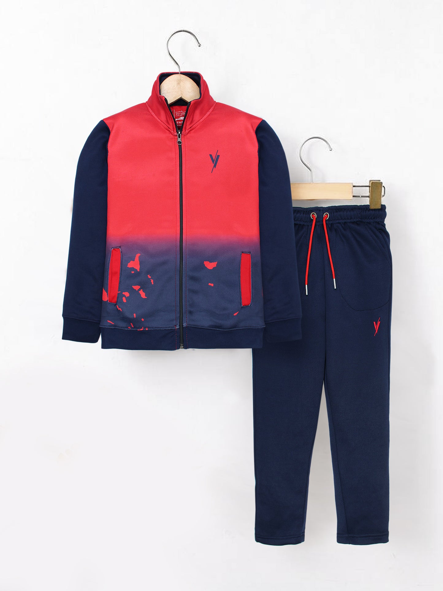 Mock Neck Tracksuit For Boys & Girls, Fleece #VWT34-A