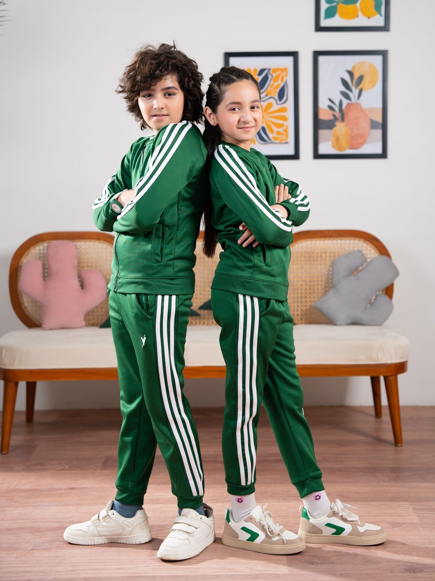 Mock Neck Tracksuit For Boys & Girls, Fleece #VWT36-A