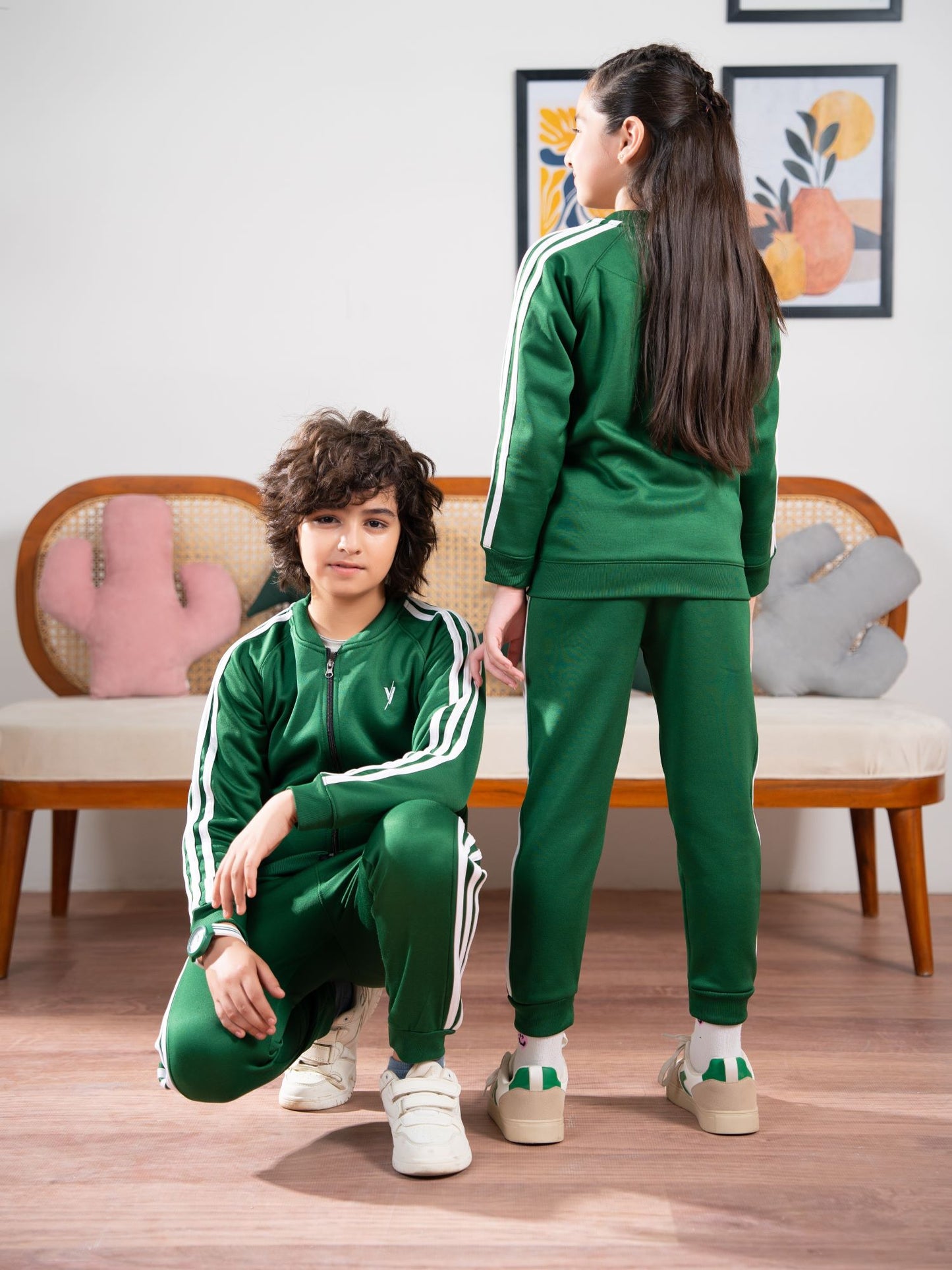 Mock Neck Tracksuit For Boys & Girls, Fleece #VWT36-A