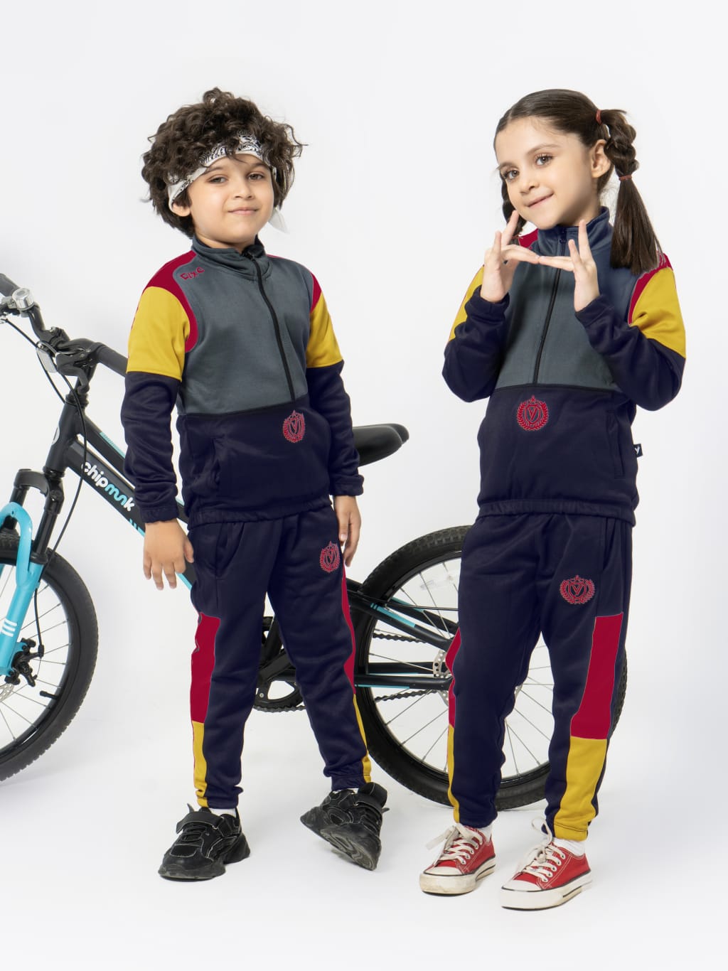 Mock Neck Tracksuit For Boys & Girls, Poly Athletic Fleece #VWT04-A