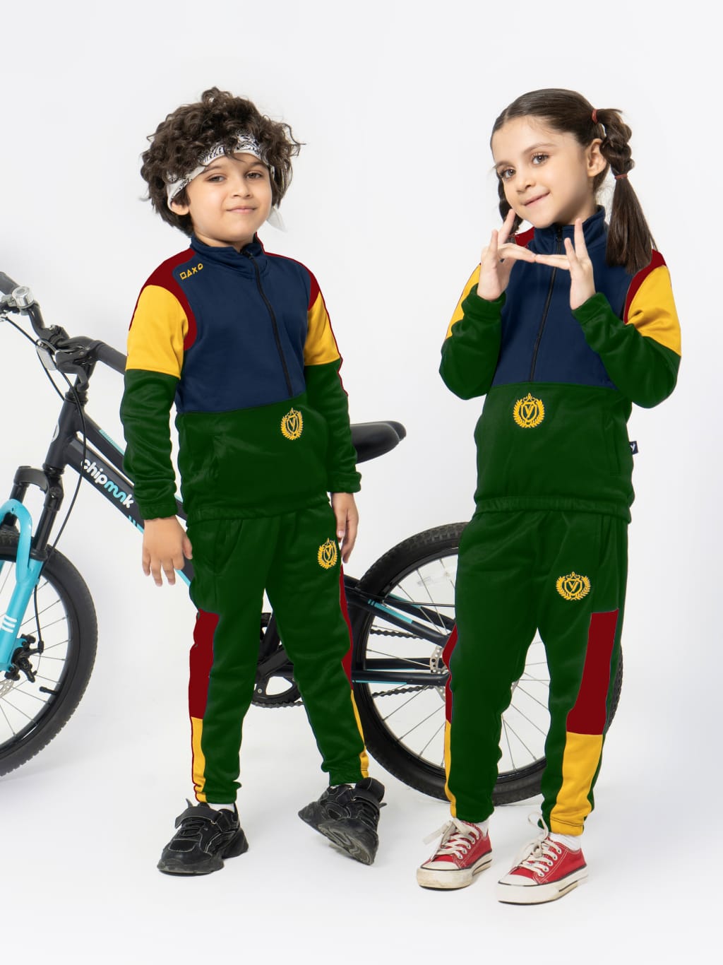 Mock Neck Tracksuit For Boys & Girls, Poly Athletic Fleece #VWT04-C